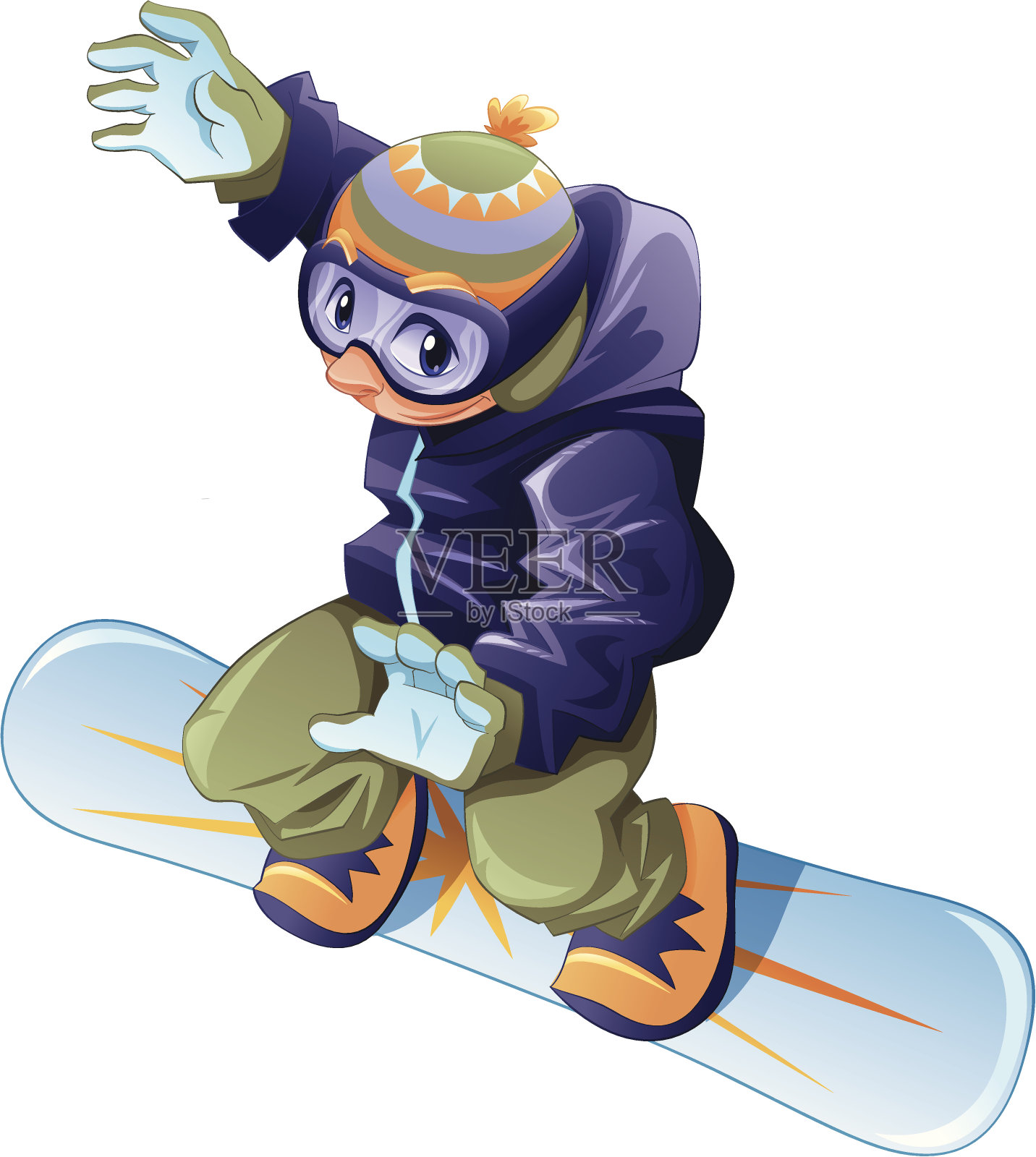 年轻的滑雪。插画图片素材