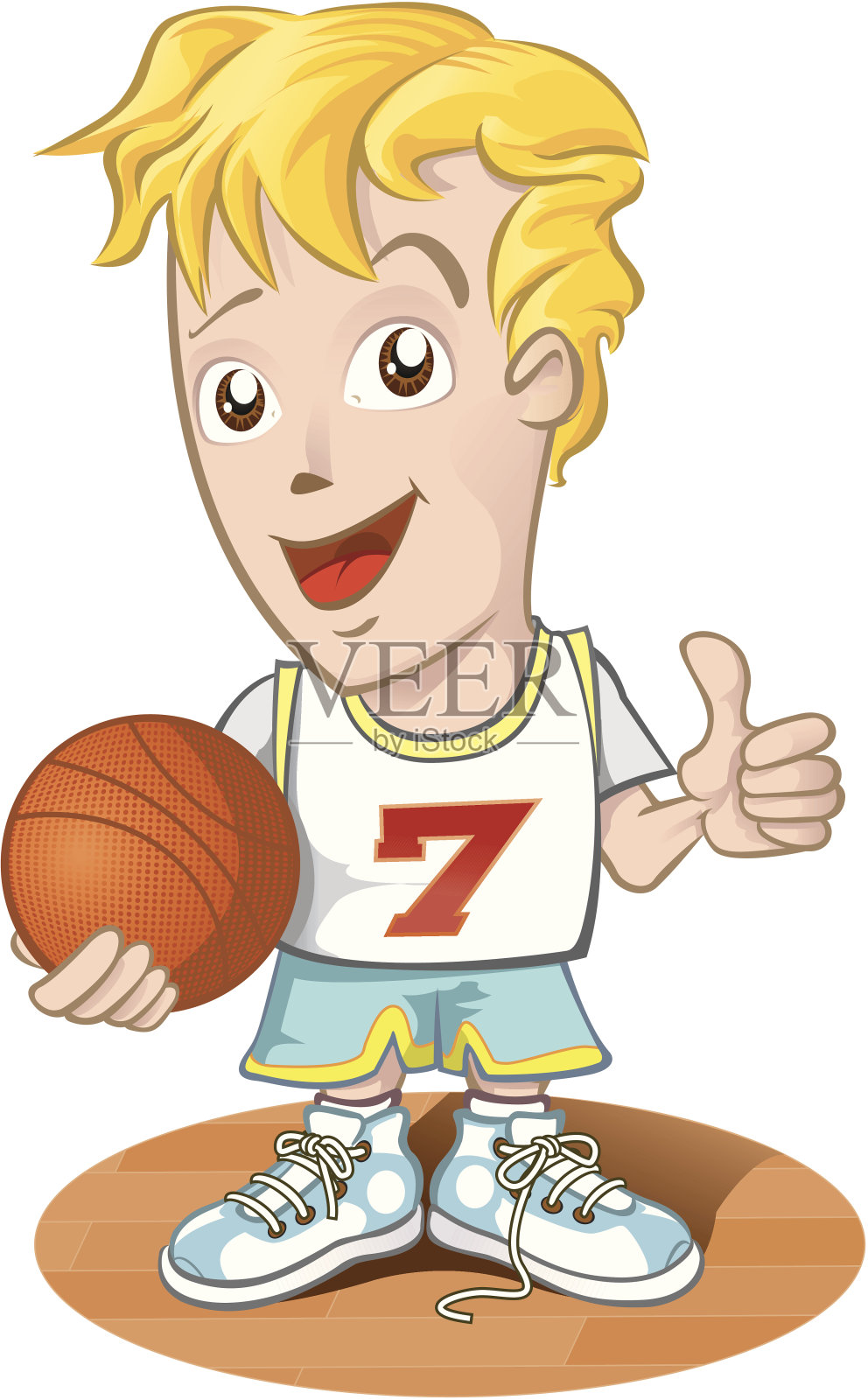 篮球的男孩插画图片素材