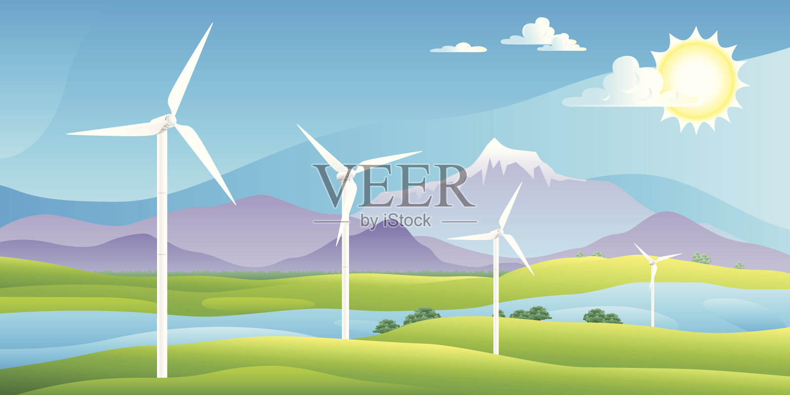 风力涡轮机农场景观设计元素图片