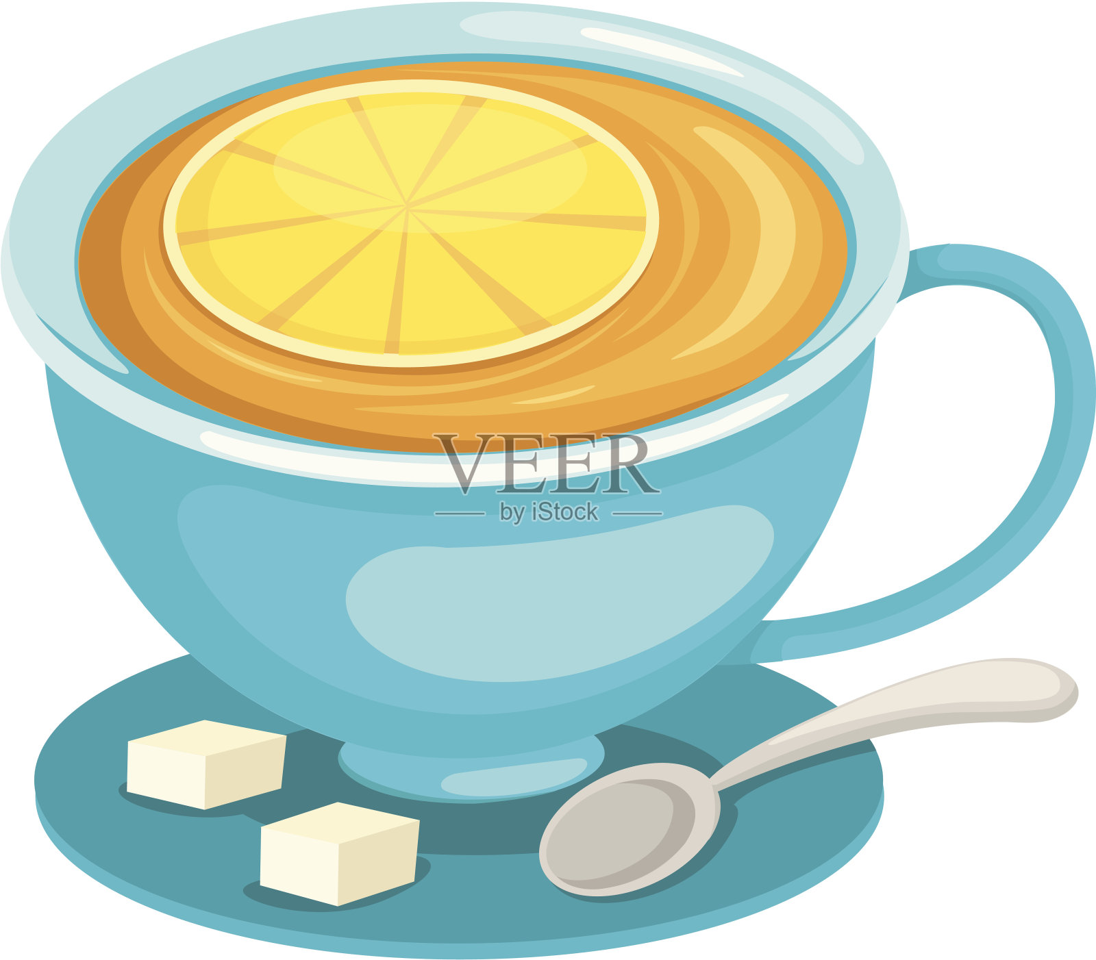 一杯柠檬茶插画图片素材