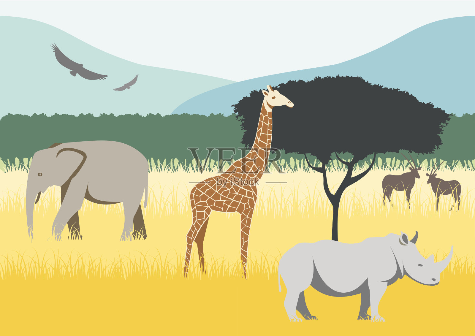 非洲大草原插画图片素材