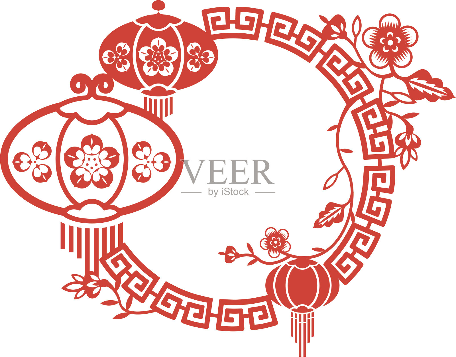 中国新年和中秋节的框架插画图片素材