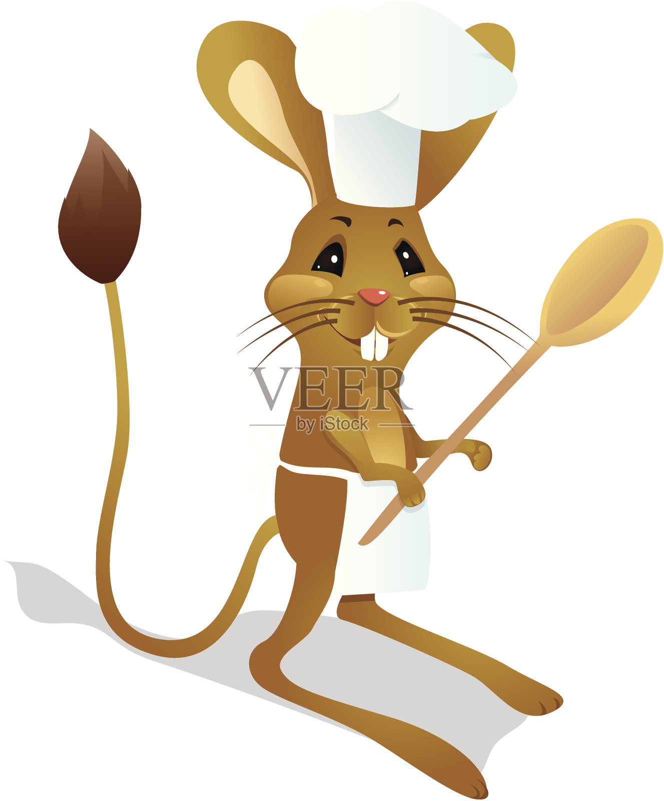 跳鼠厨师用勺子插画图片素材