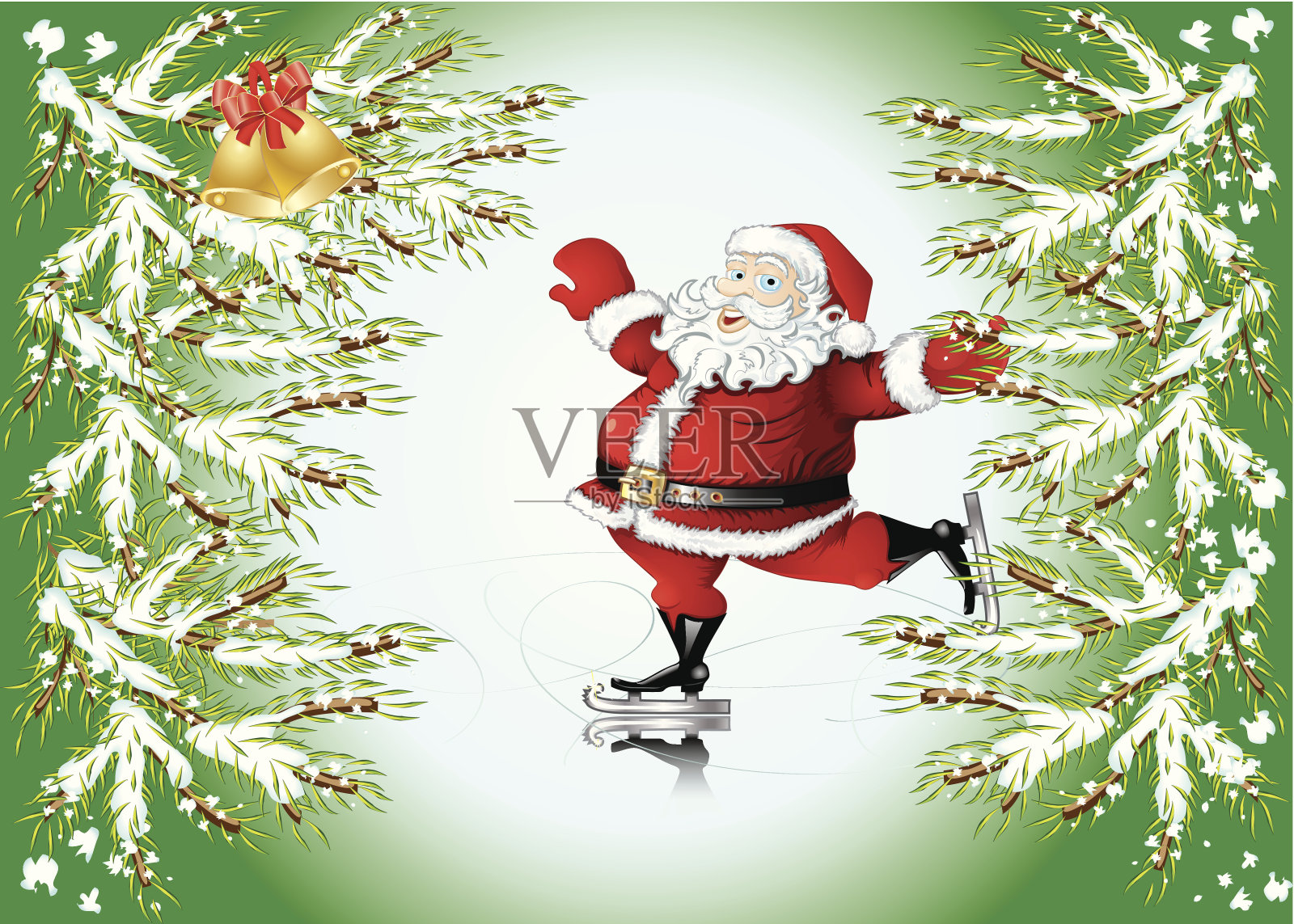 圣诞老人溜冰背景插画图片素材