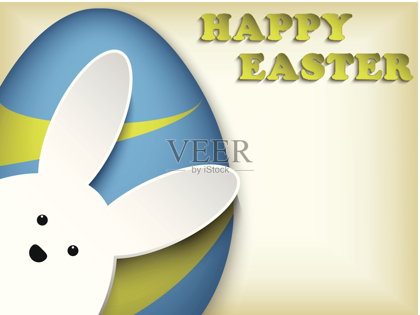 复古快乐复活节兔子兔子插画图片素材