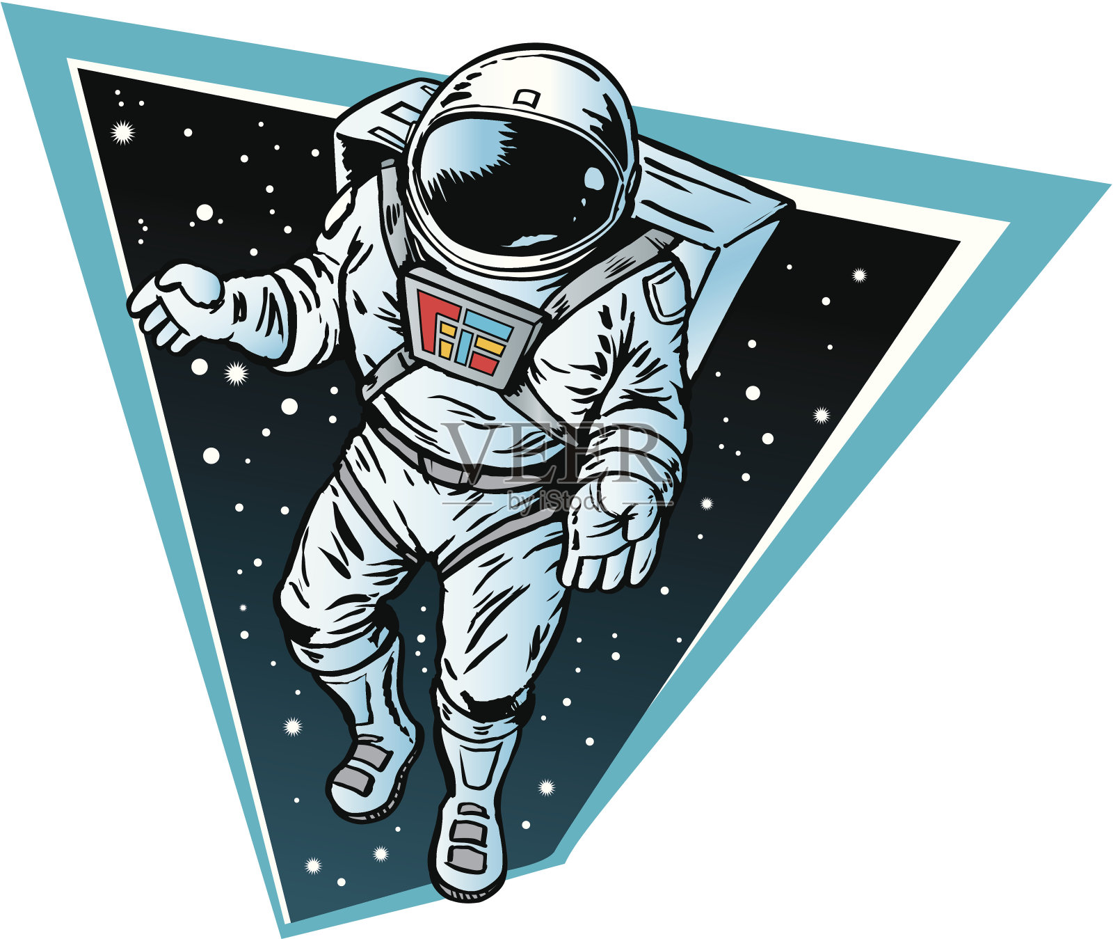 宇航员漂浮在太空中插画图片素材