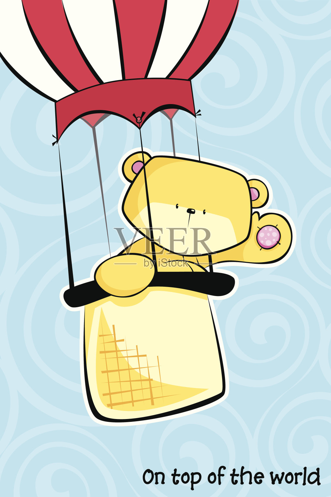 热气球里的泰迪熊插画图片素材