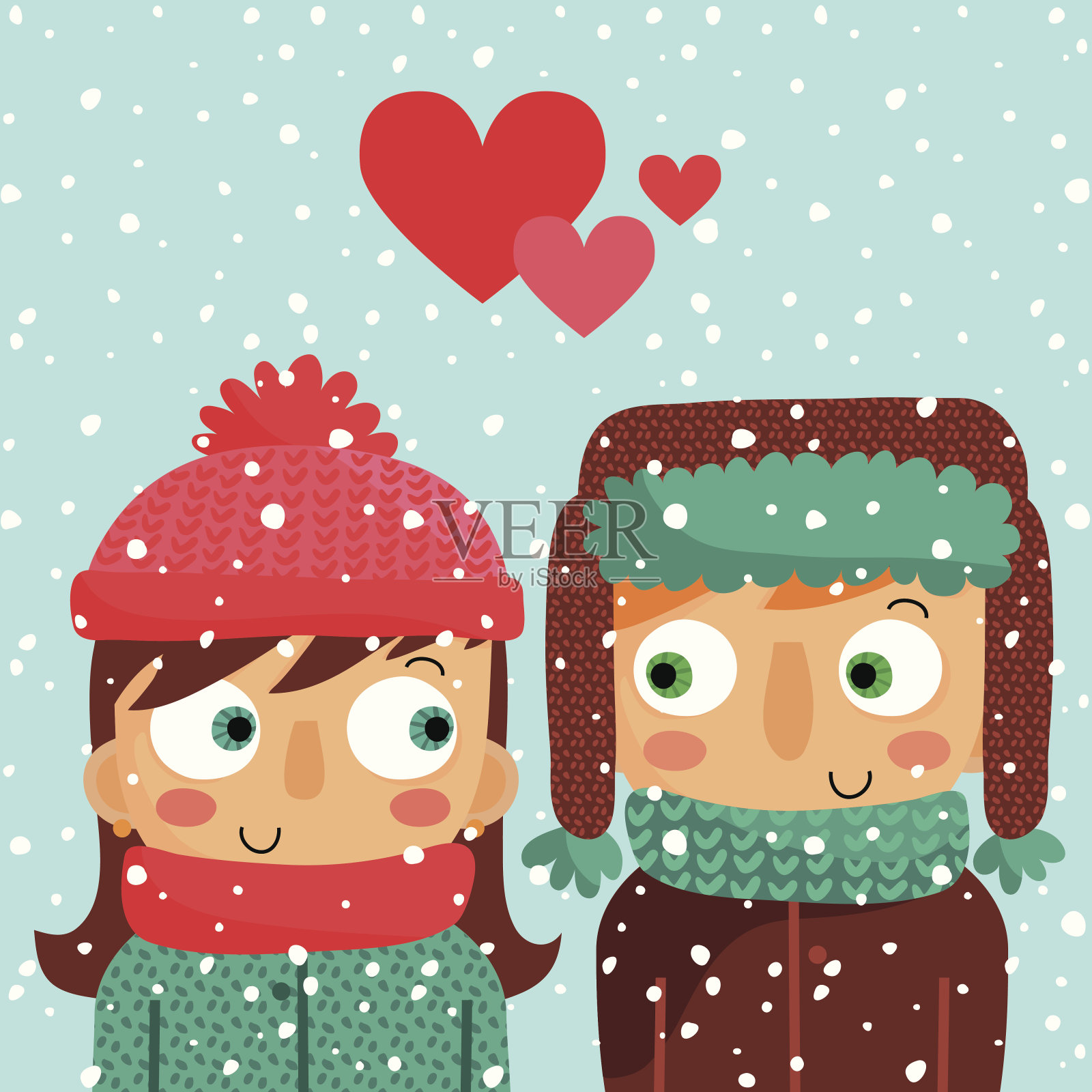 描绘一对幸福的夫妇在雪中设计元素图片