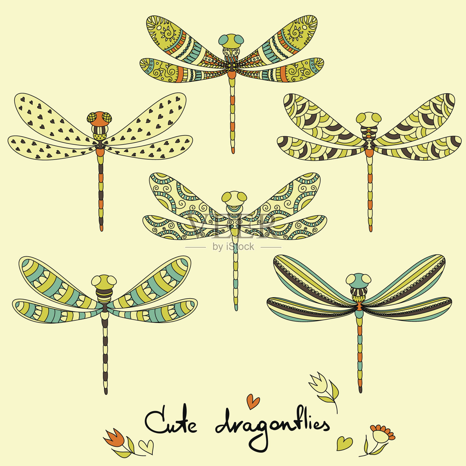可爱的蜻蜓。插画图片素材