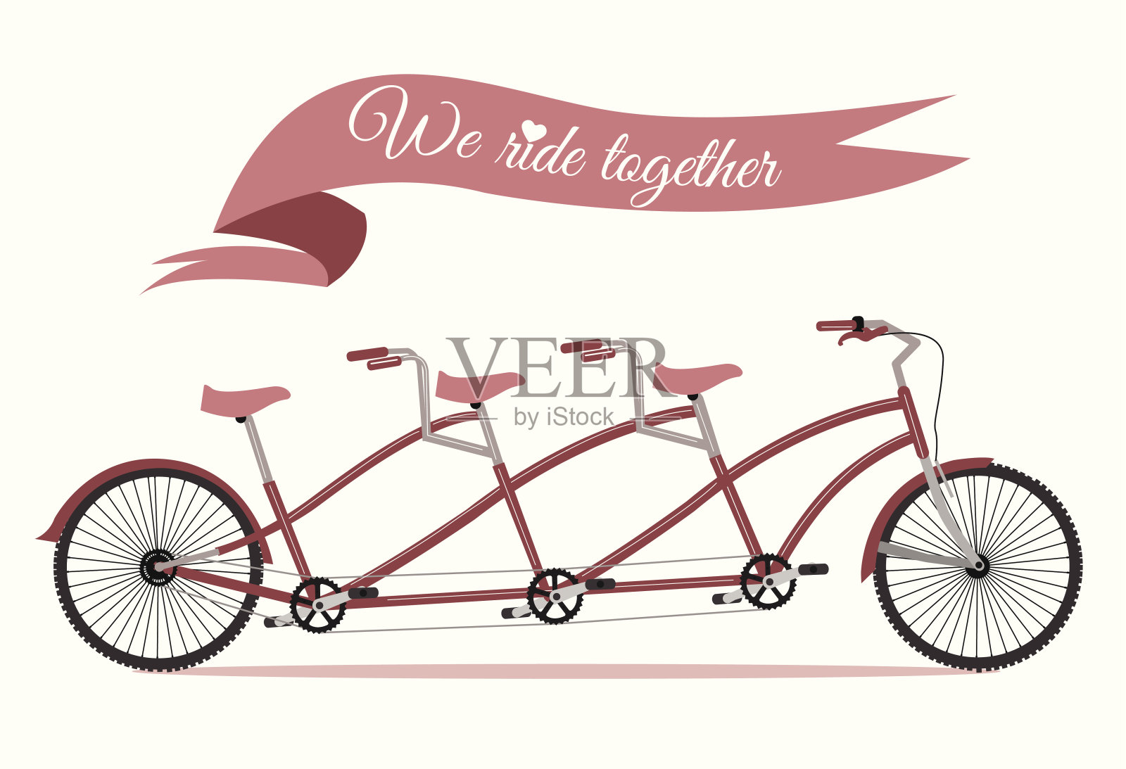 我们一起骑。双人自行车。设计元素图片