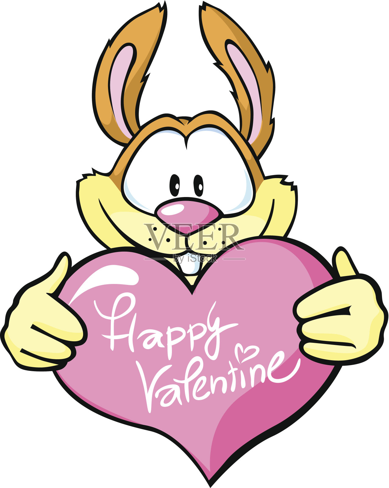 兔抱着情人的心插画图片素材