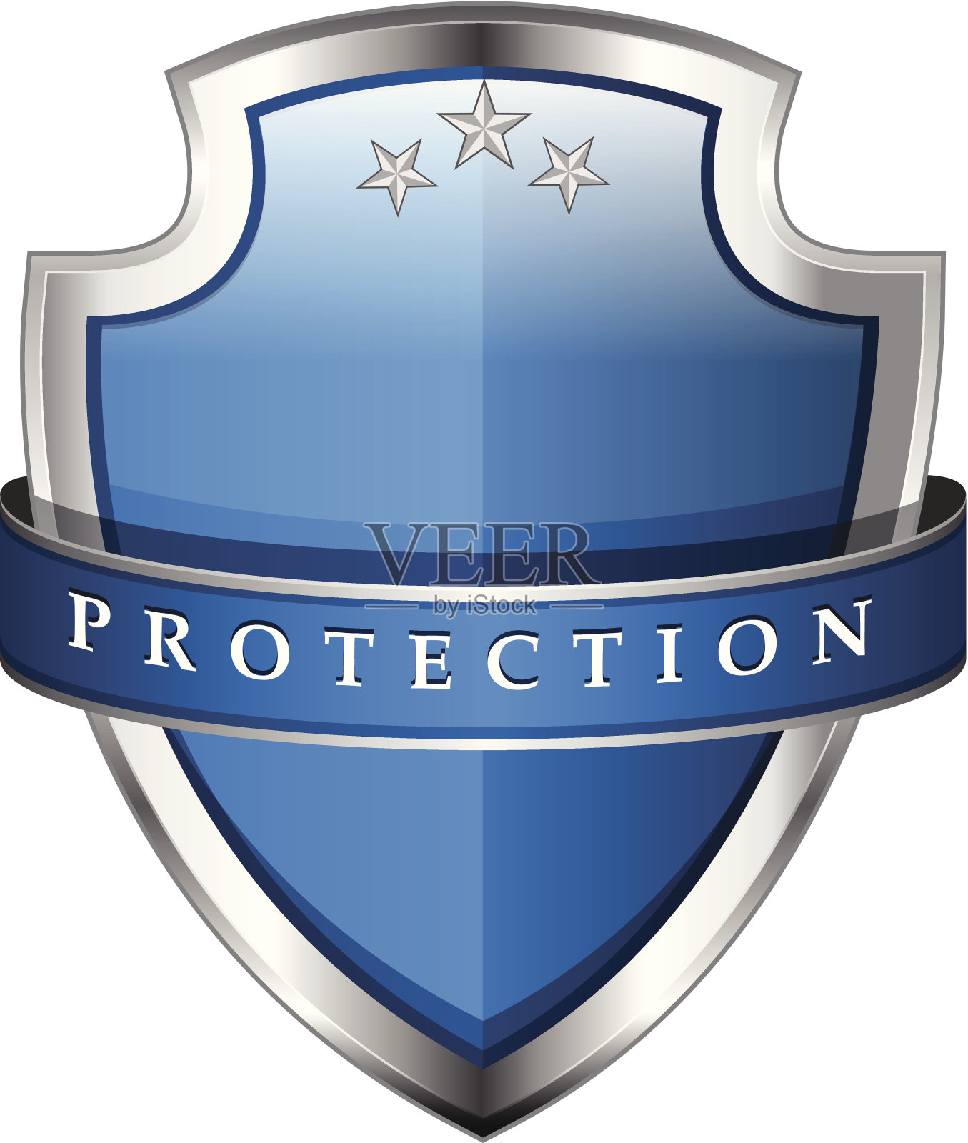 光滑闪亮的蓝色矢量盾保护图标插画图片素材