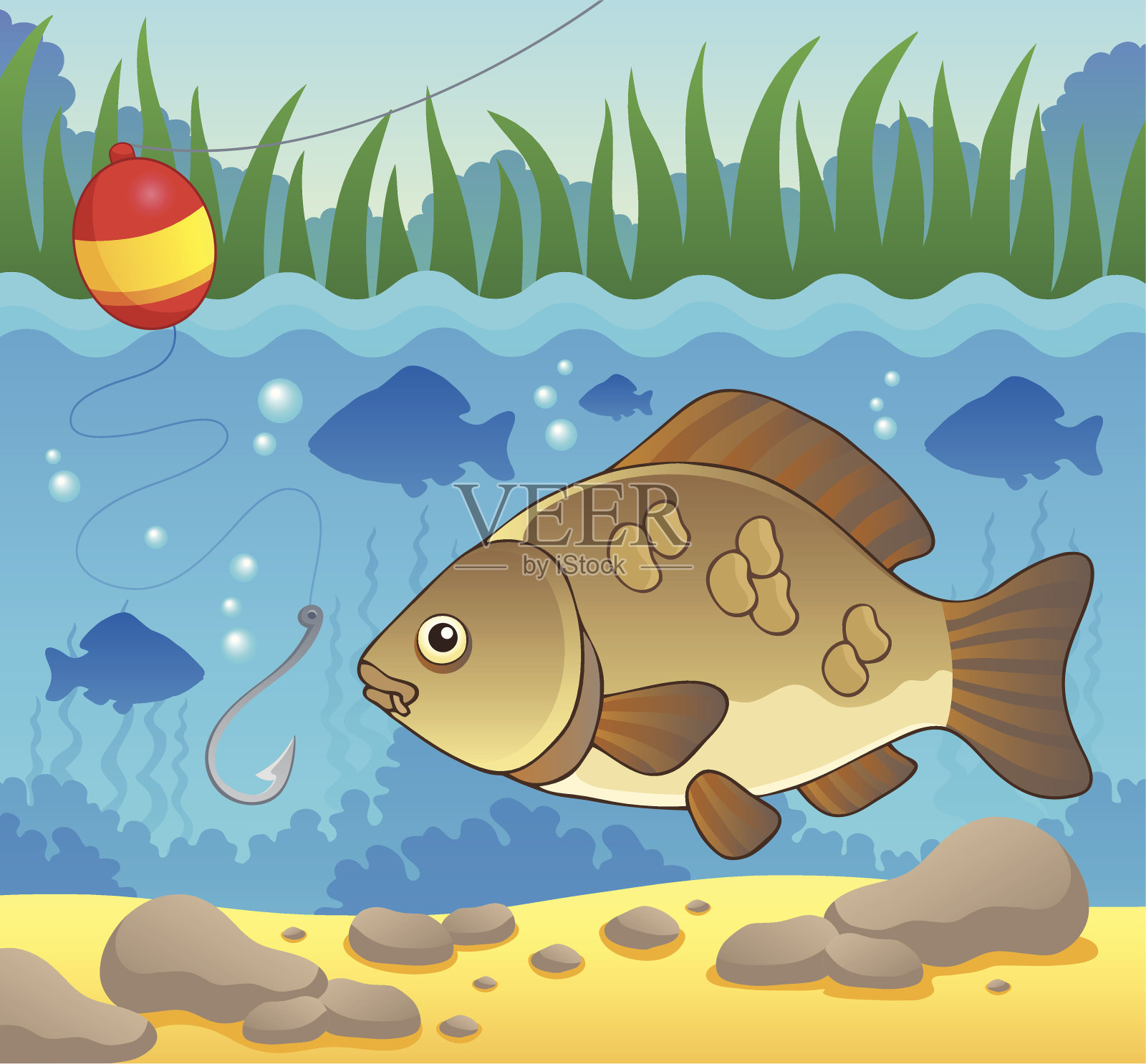 淡水鱼主题形象2插画图片素材
