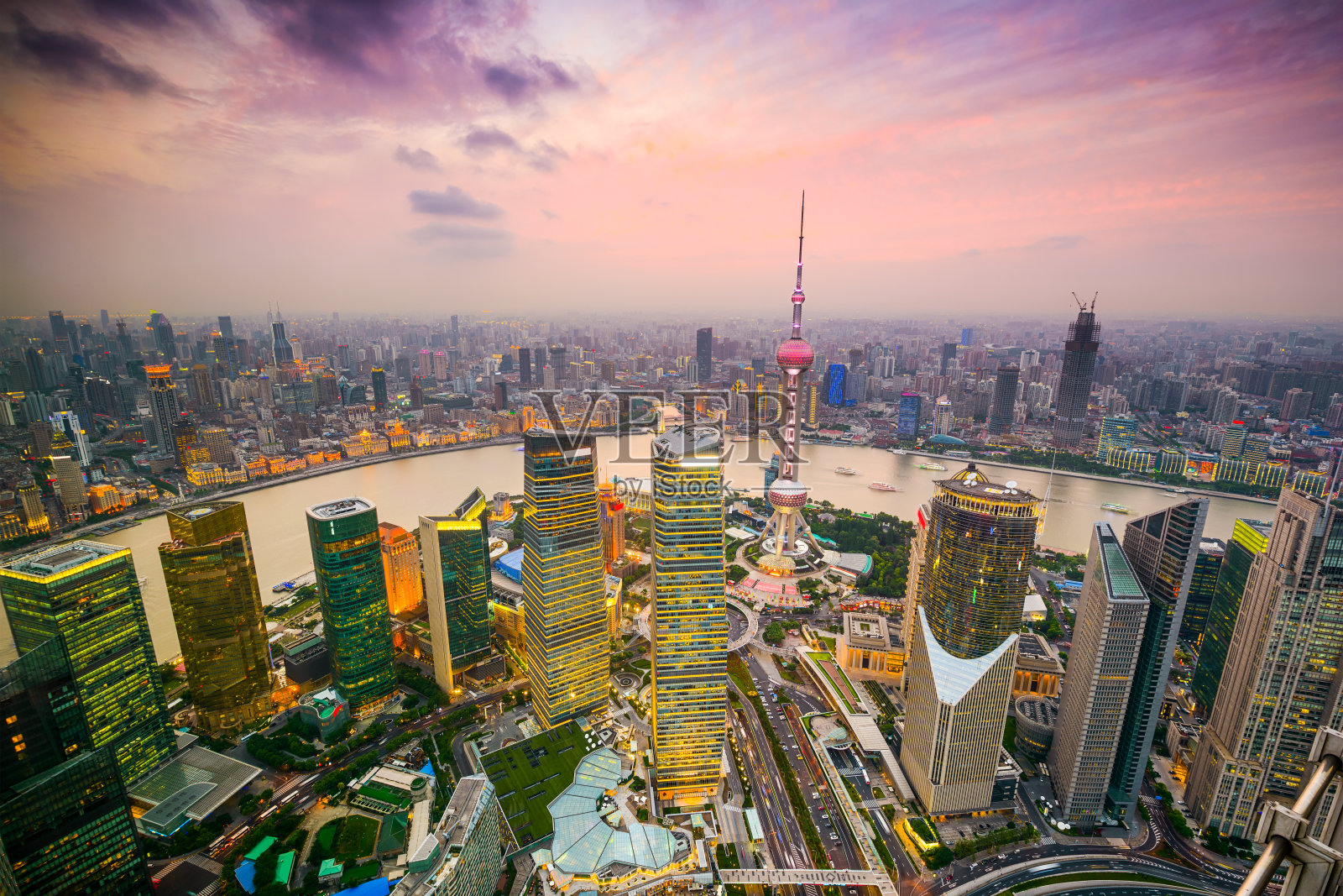 中国上海的空中城市景观照片摄影图片