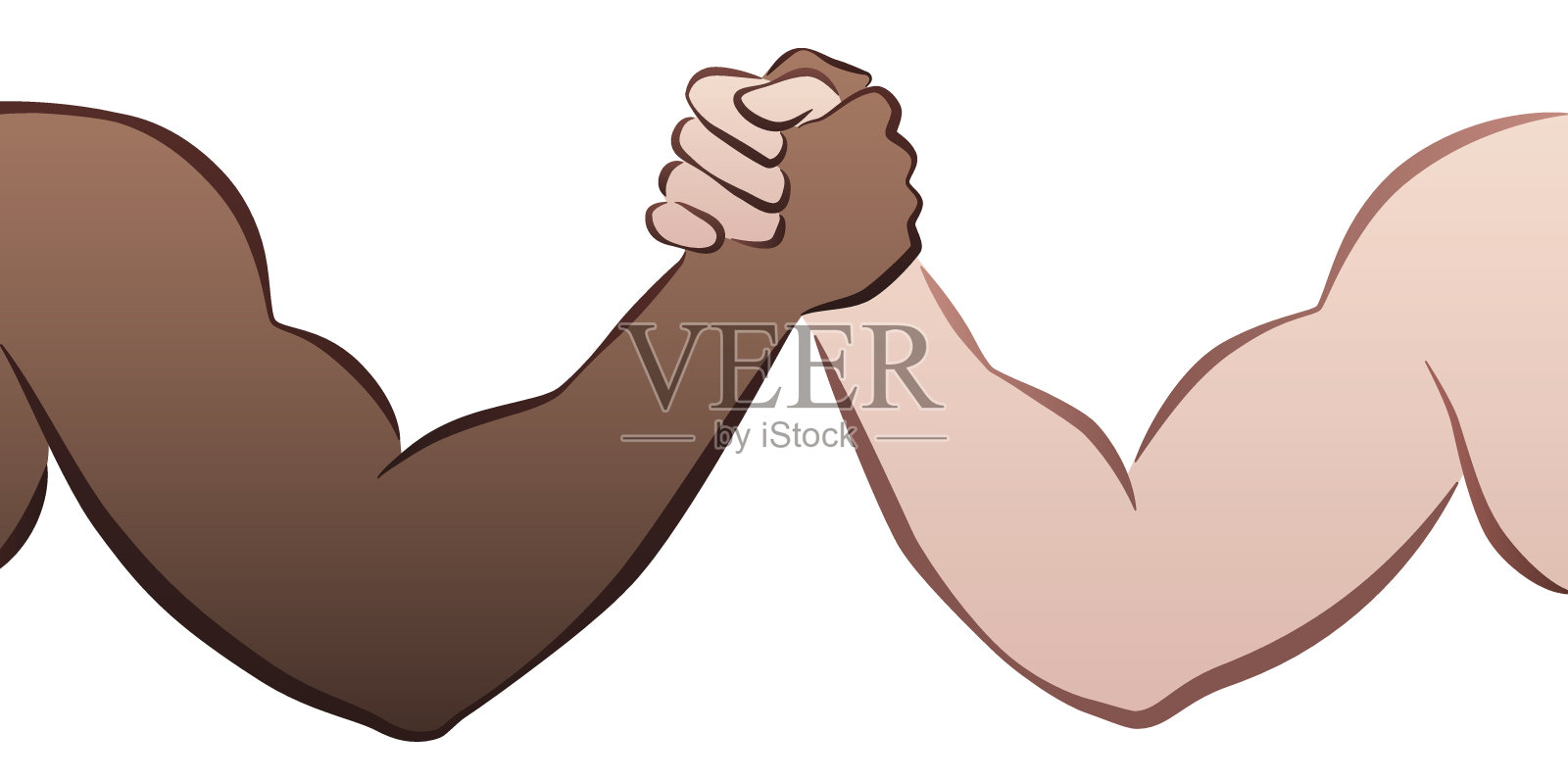 跨种族的手臂摔跤插画图片素材