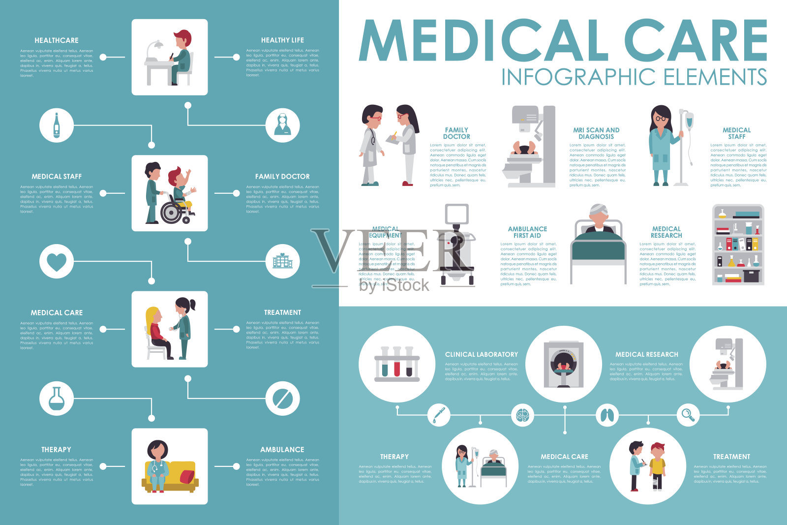 医疗保健概念医院信息平面网络矢量插图。病人插画图片素材