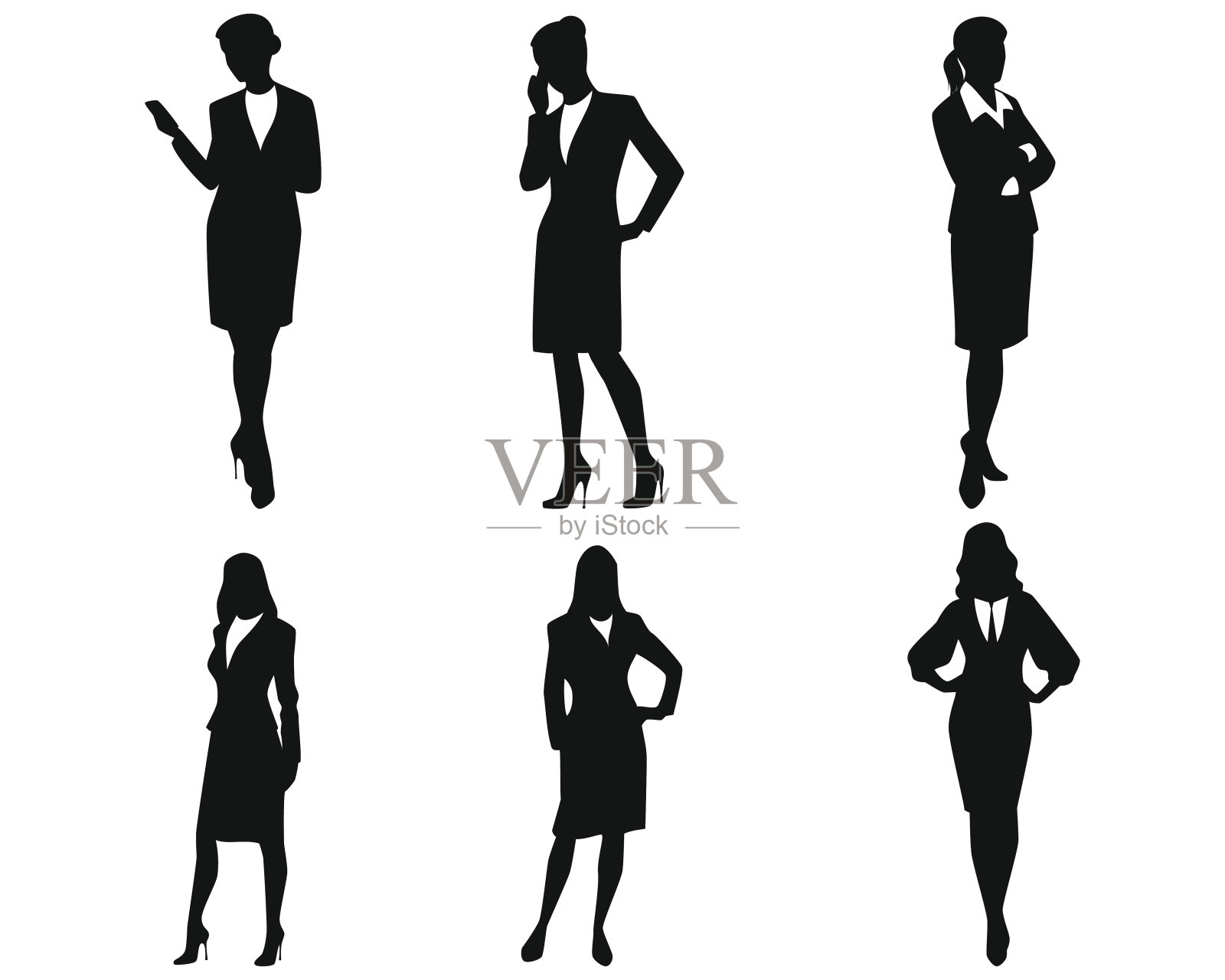 四个女商人轮廓插画图片素材