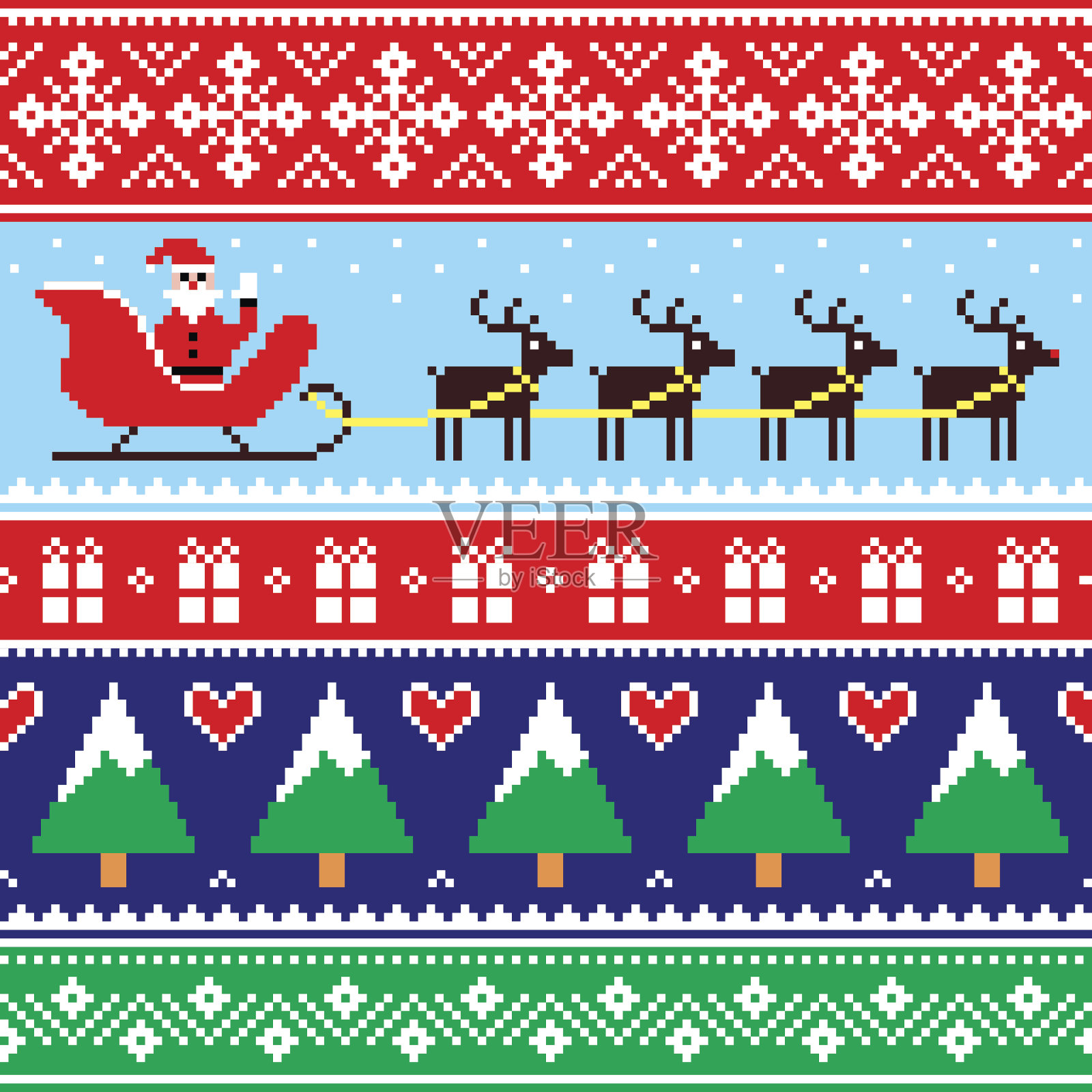圣诞套头衫或圣诞老人与驯鹿无缝图案的毛衣插画图片素材