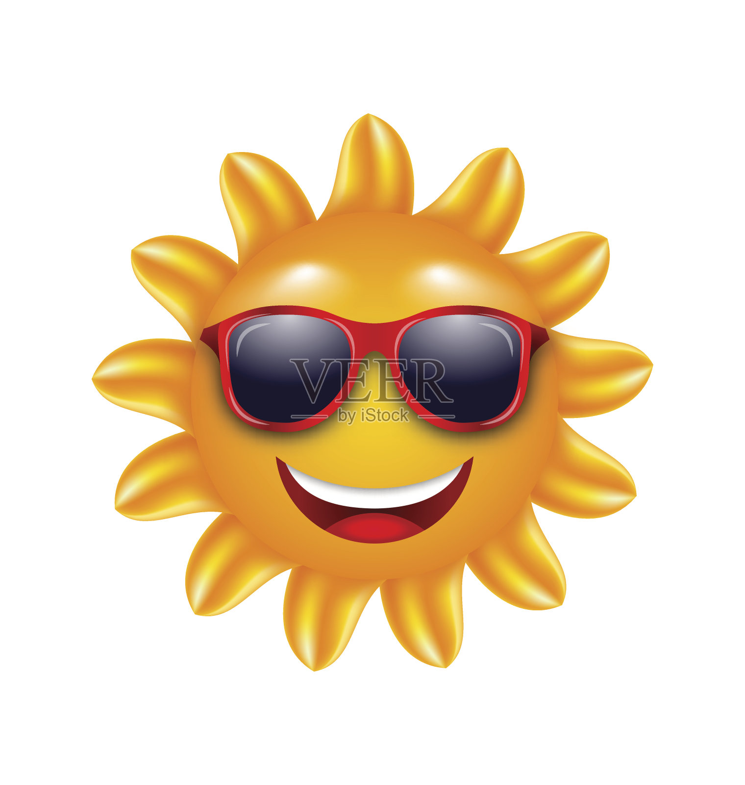 戴着太阳镜的夏日阳光笑脸插画图片素材