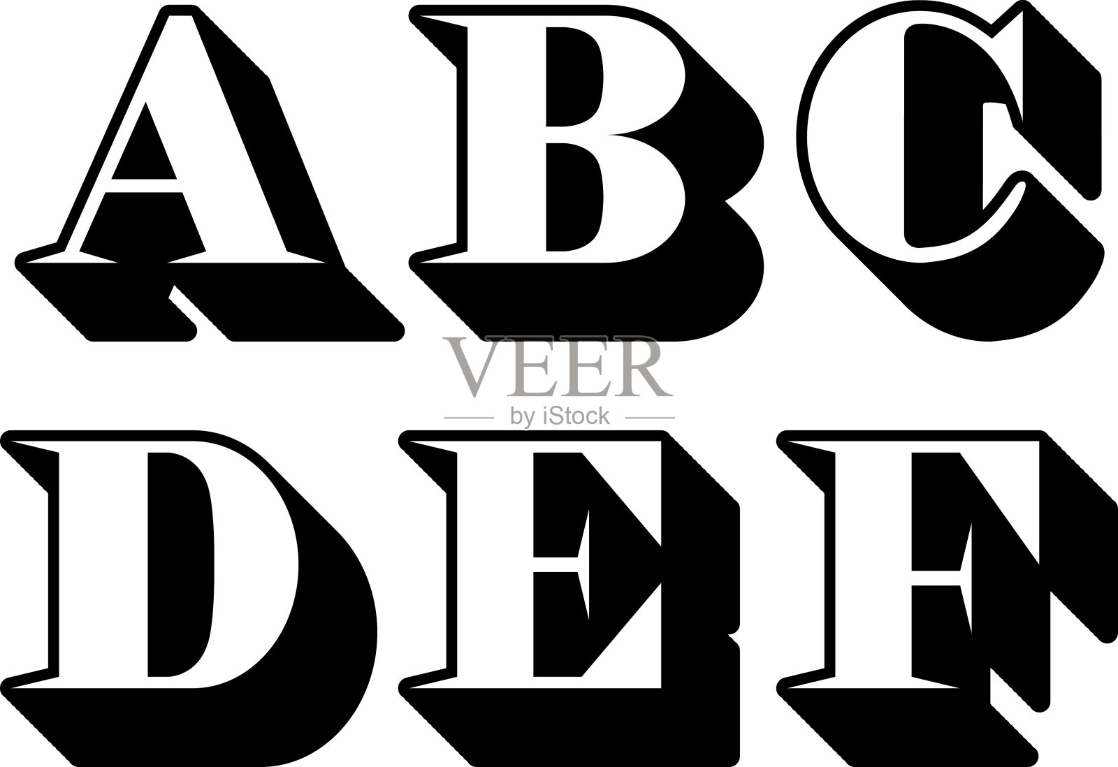 字母serif A, B, C, D, E, F插画图片素材