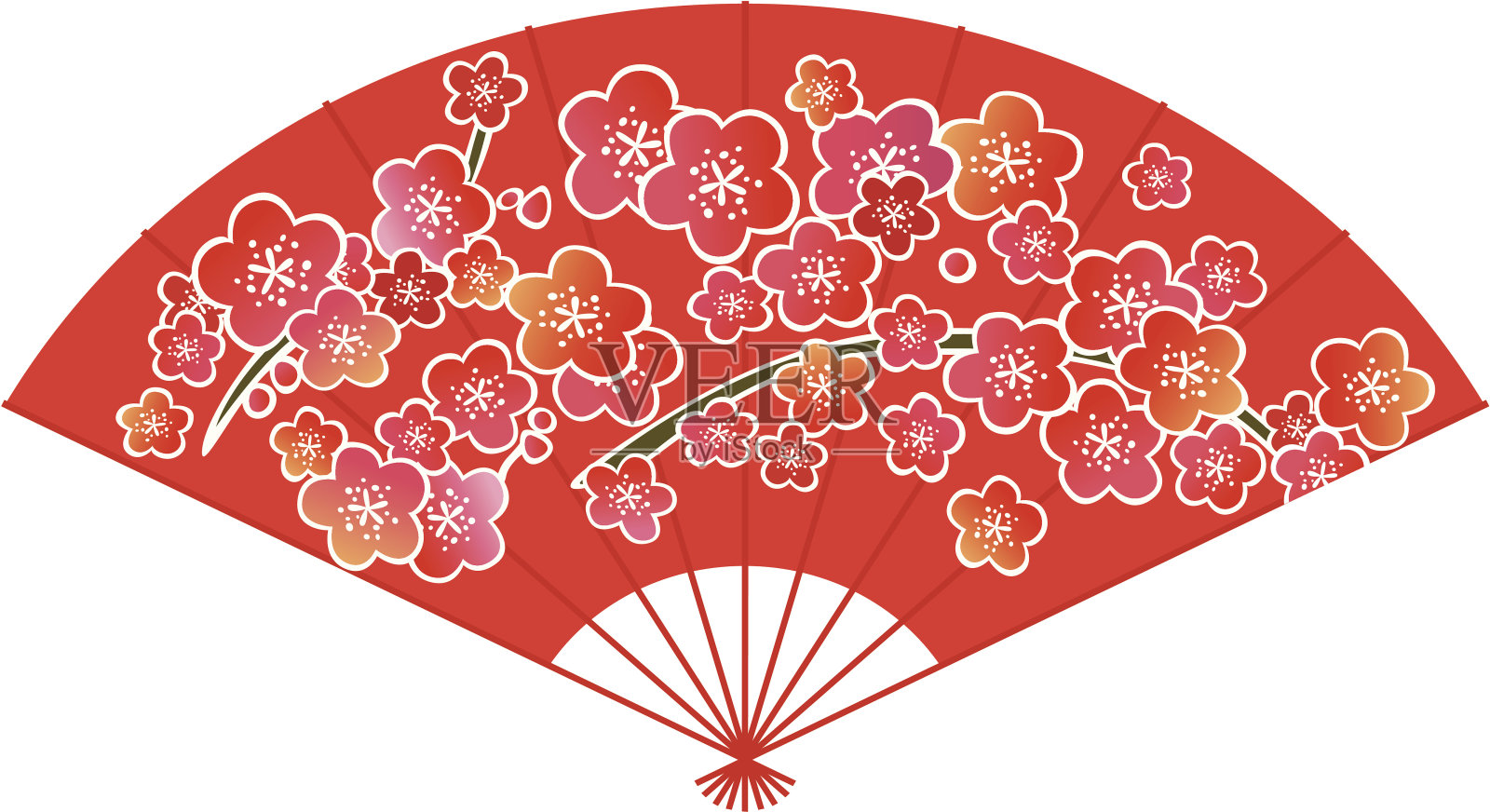 红色中国/日本球迷插画图片素材