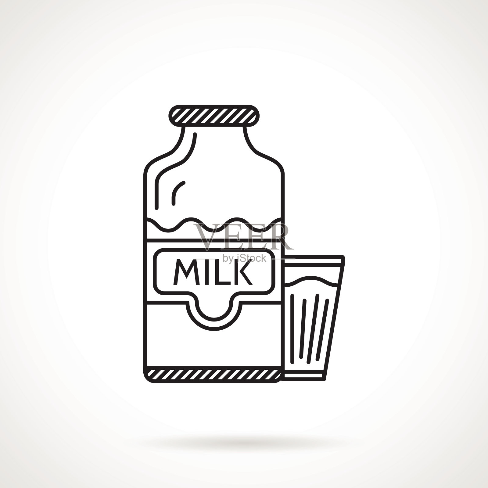 牛奶瓶黑线矢量图标设计元素图片