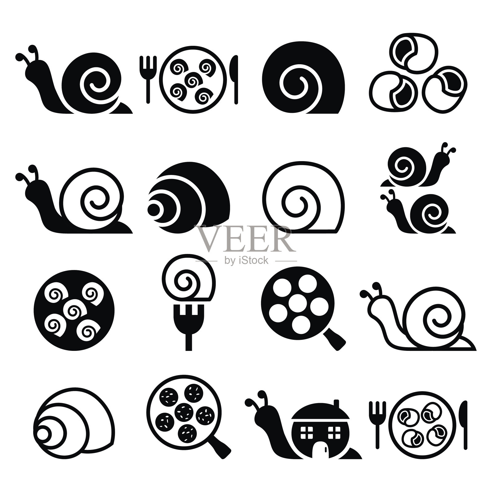 蜗牛，法国蜗牛餐-蜗牛图标集图标素材