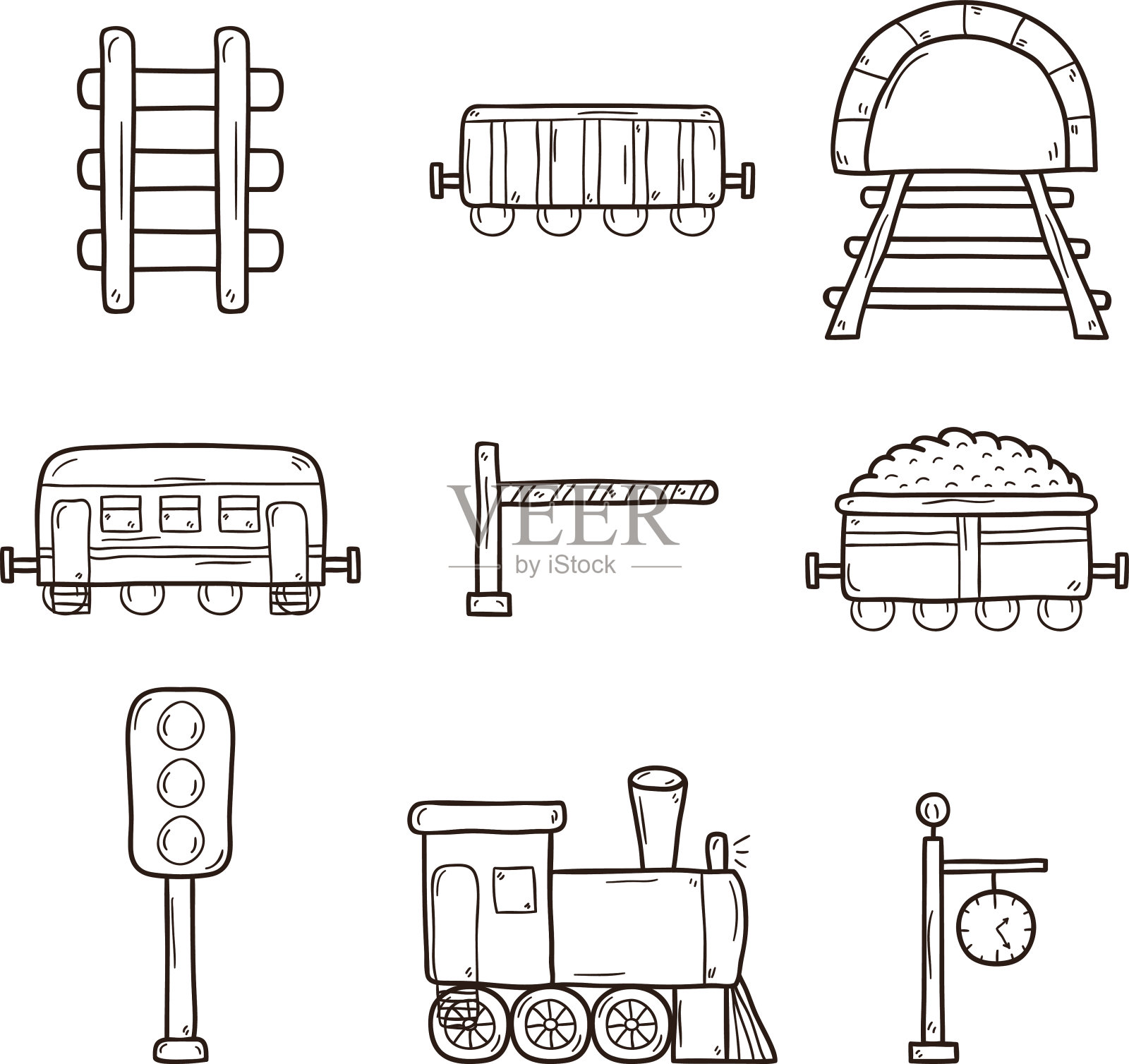 铁路手绘图标图标素材