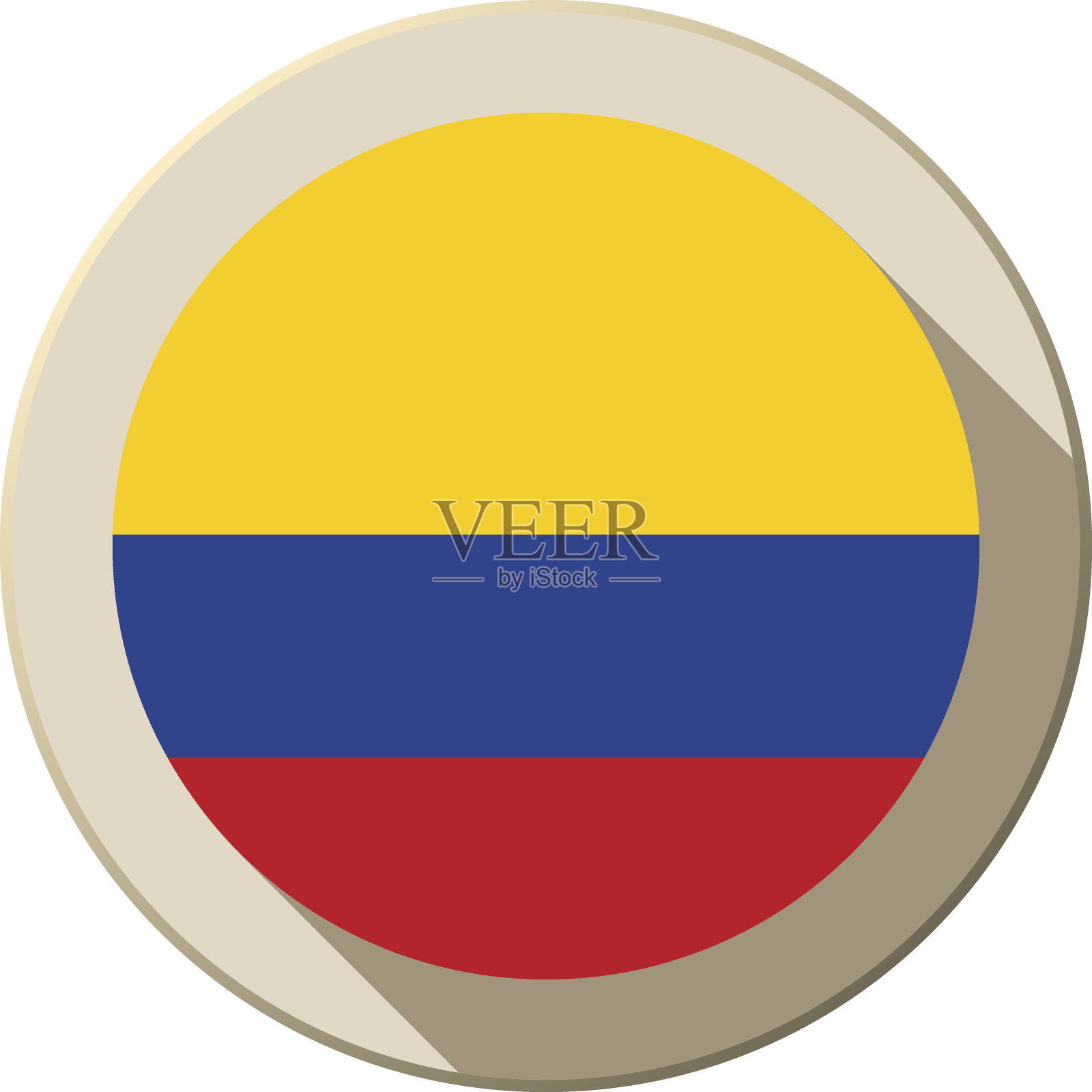哥伦比亚国旗按钮图标现代设计元素图片