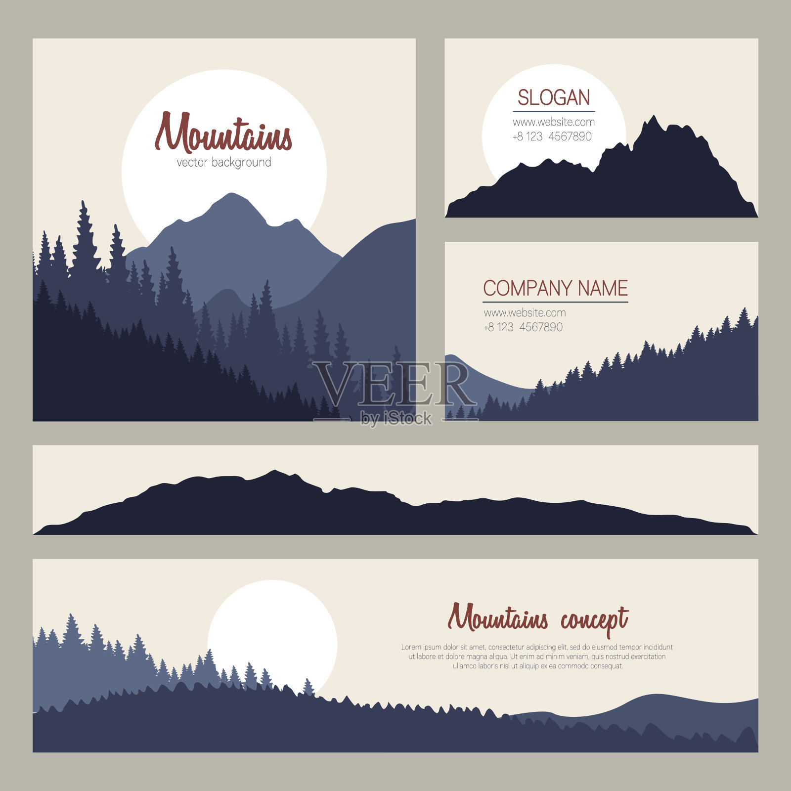 户外卡片设计与山的背景设计模板素材