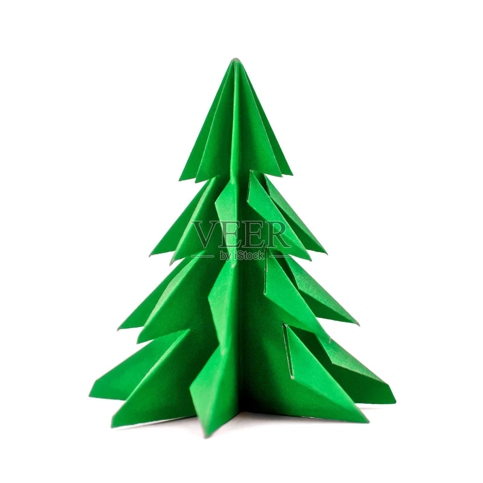 折纸圣诞树纸孤立的白色背景照片摄影图片