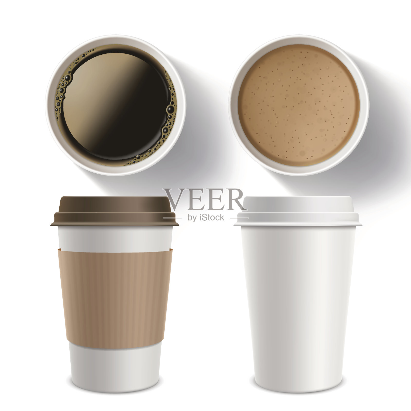 一套装咖啡的塑料容器。孤立的模型在一个白色的背景。设计元素图片