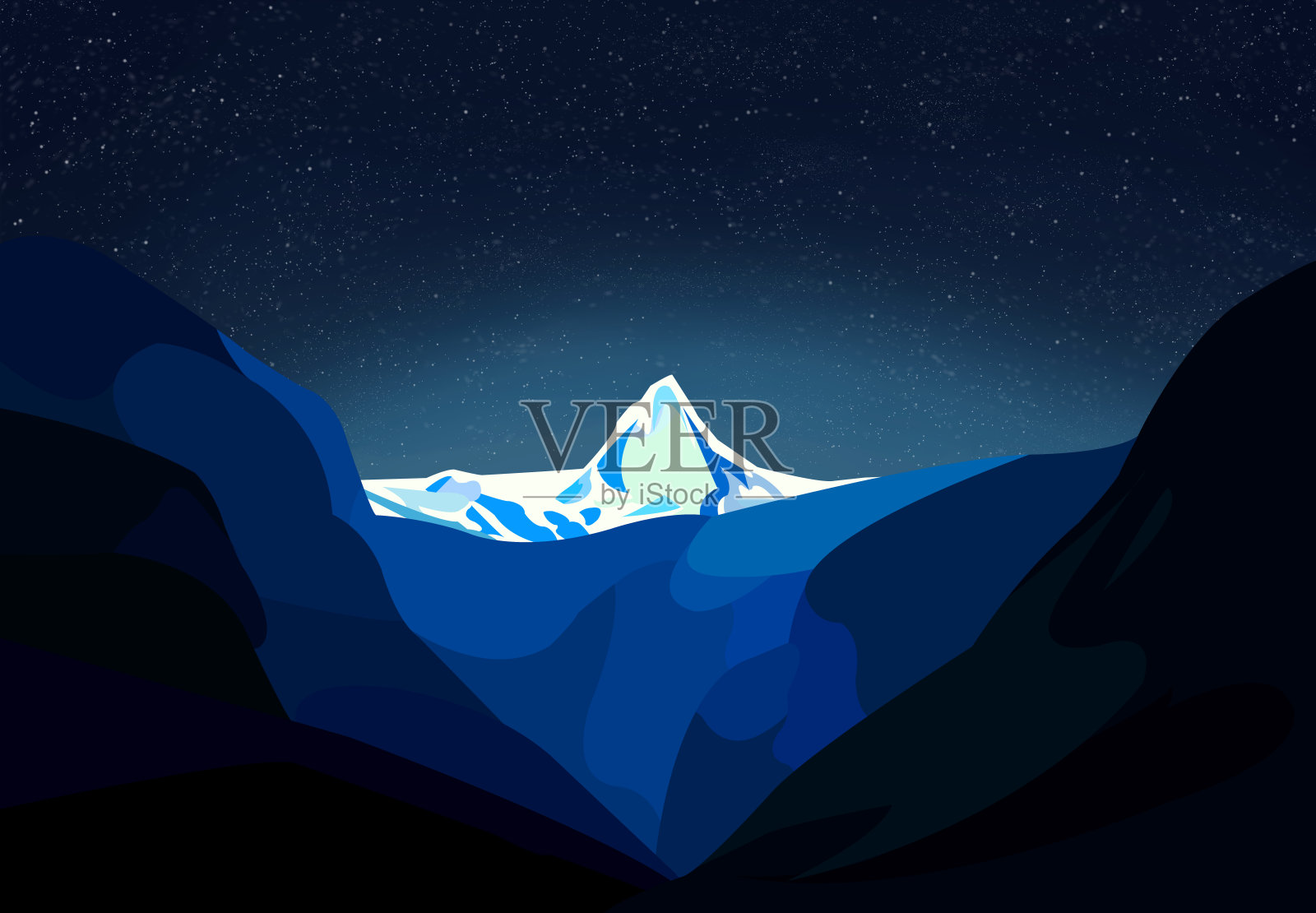 冰山的冰,星之夜插画图片素材