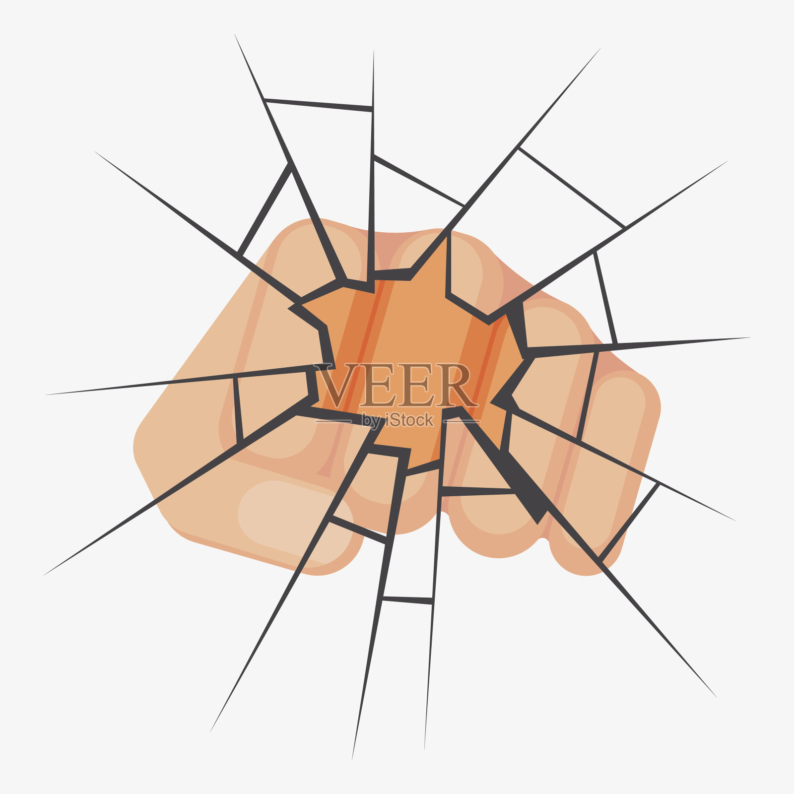 拳打脚踢打破了玻璃，它是侵略的象征插画图片素材