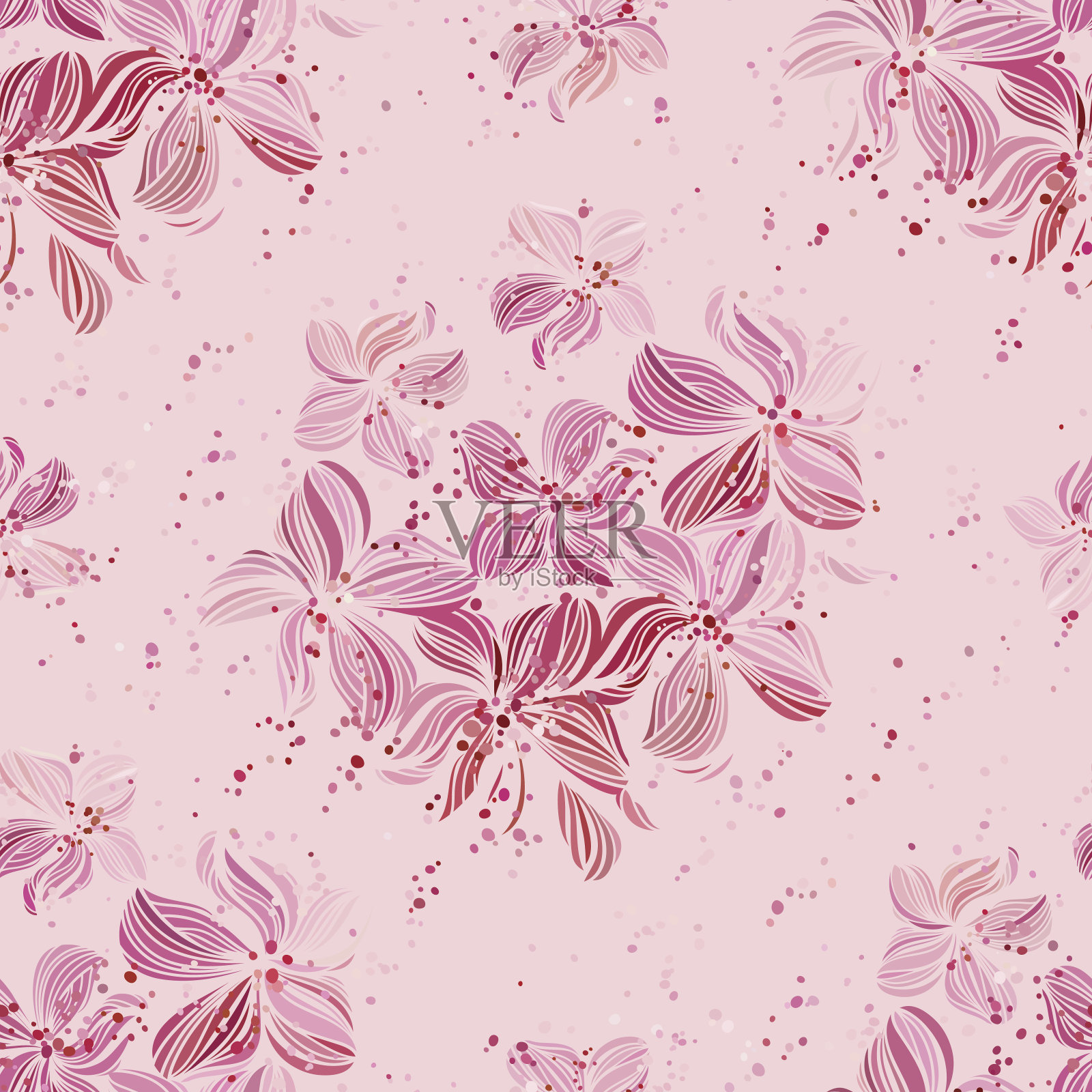 花无缝背景与粉红色的花插画图片素材