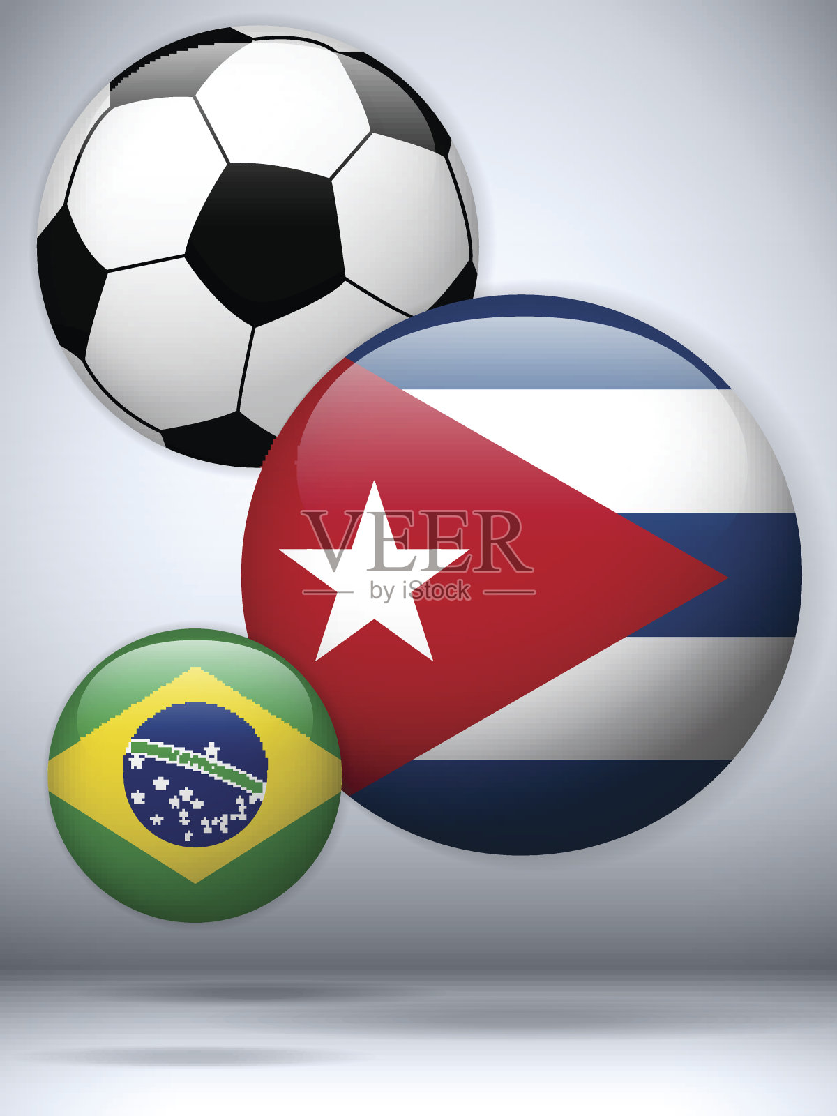 带有足球背景的古巴国旗插画图片素材