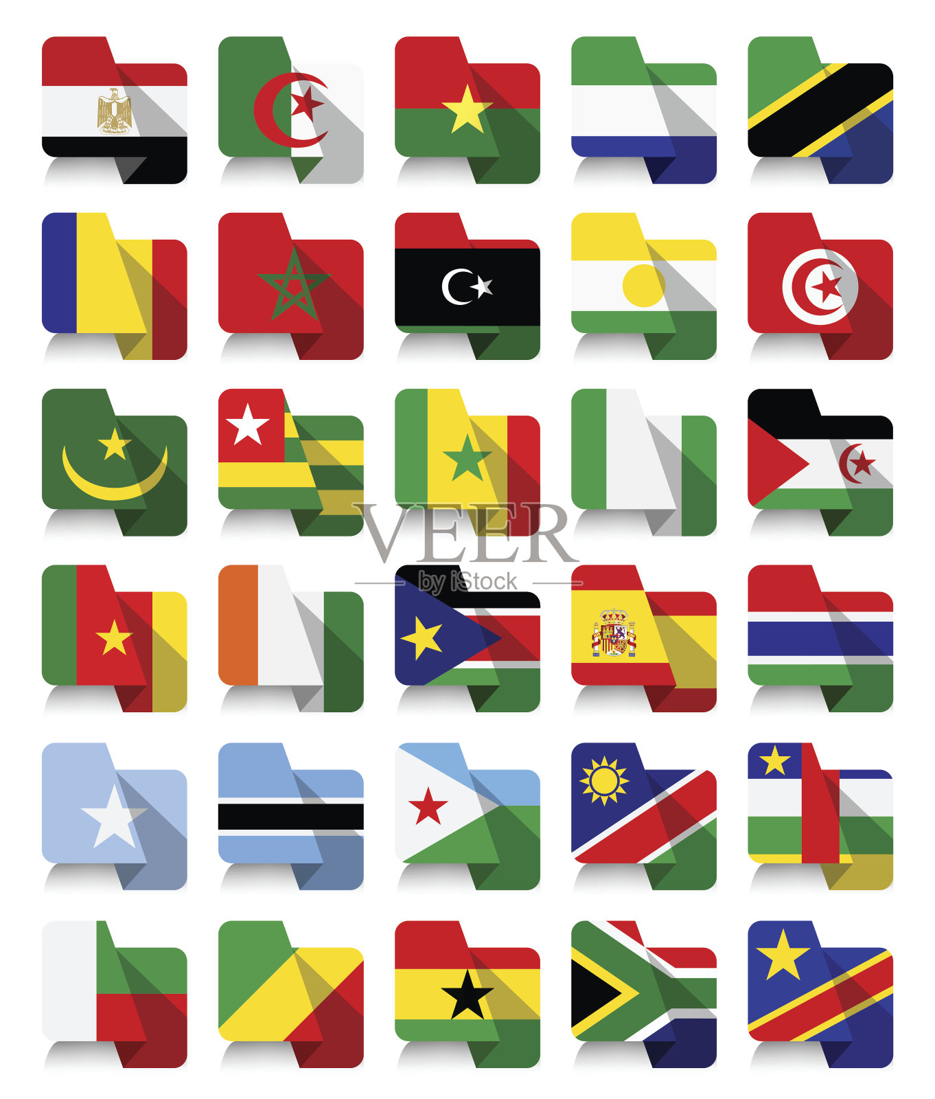 平面设计的非洲飘扬旗帜设计元素图片