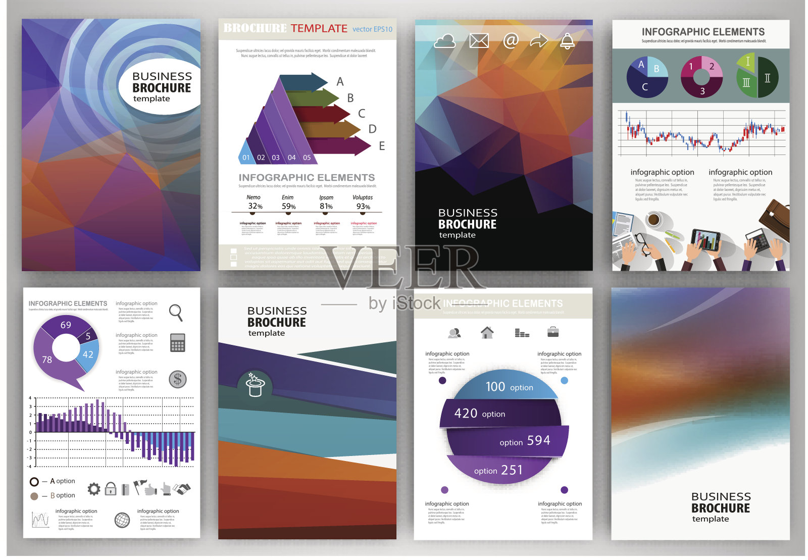 商业手册模板，抽象概念信息图和ic设计模板素材