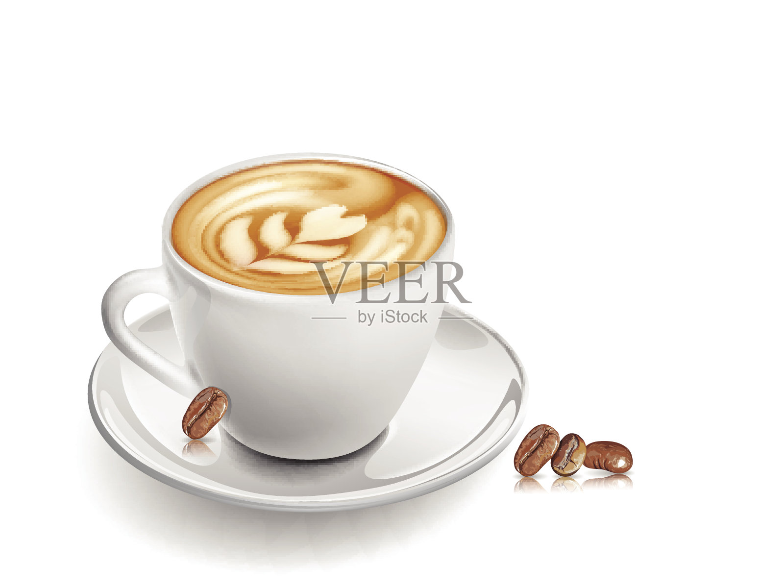 杯咖啡和种子在白色的背景插画图片素材