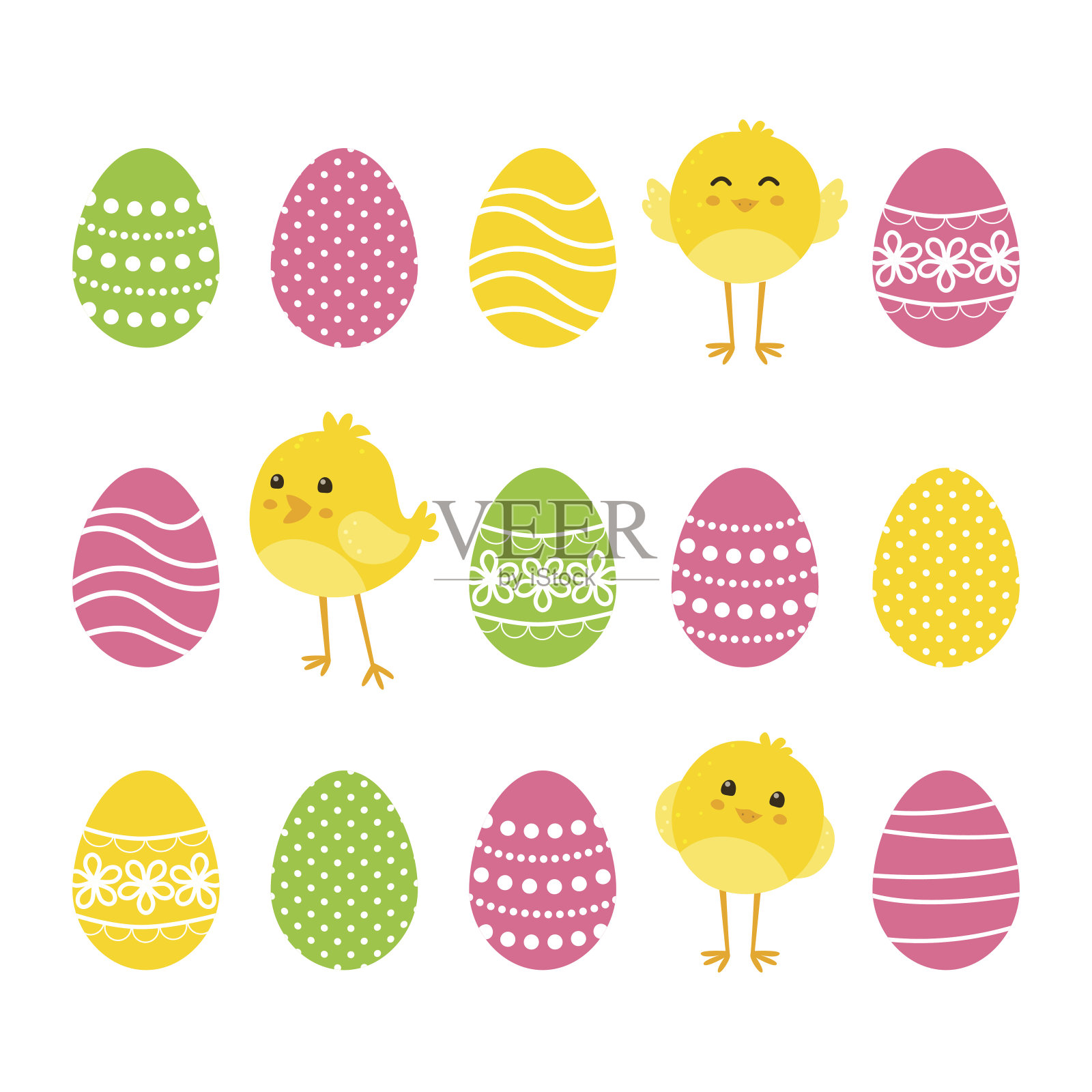带有鸡蛋和小鸡的复活节卡片插画图片素材