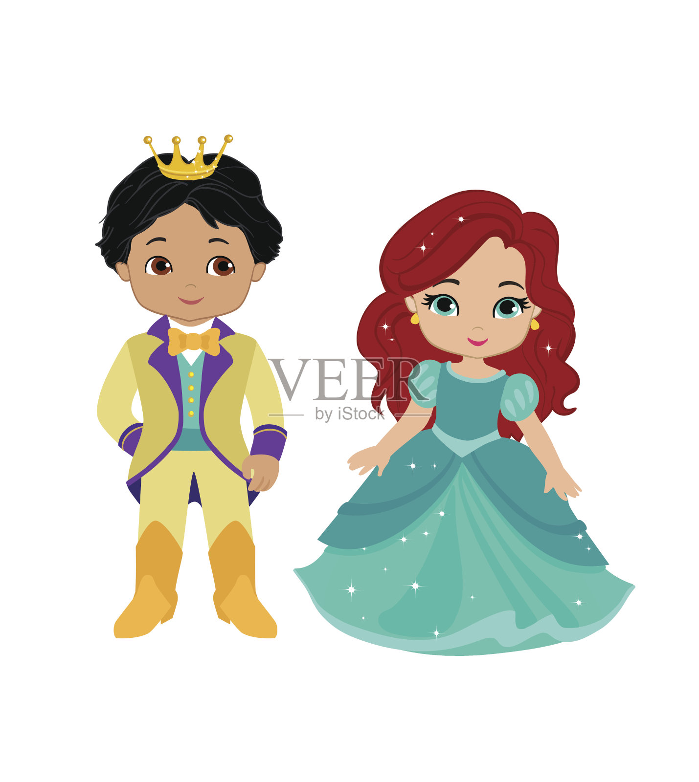 非常可爱的王子和公主的插图插画图片素材