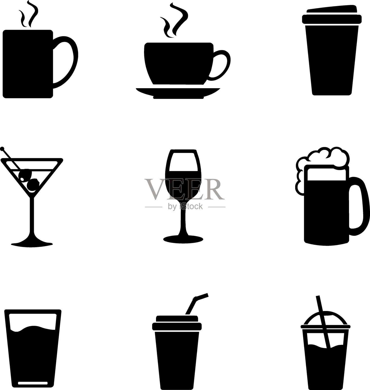 矢量集的饮料图标设计元素图片
