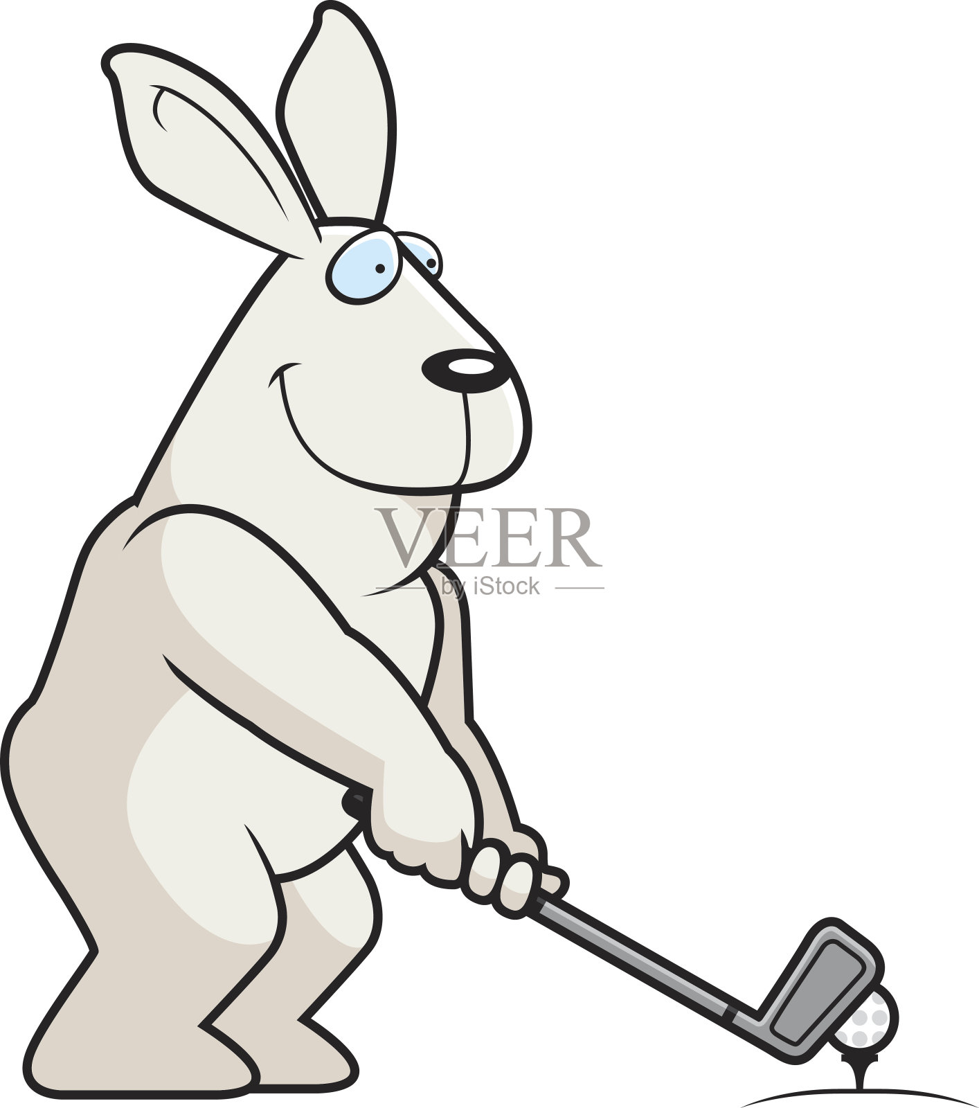 卡通兔子打高尔夫球设计元素图片