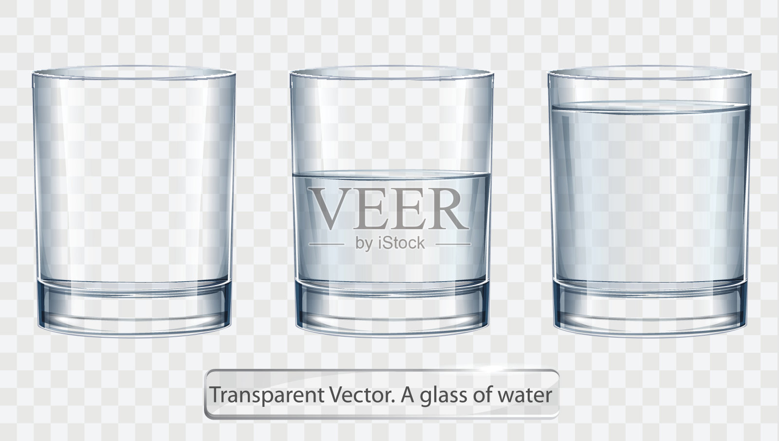 透明矢量玻璃的水在光的背景插画图片素材