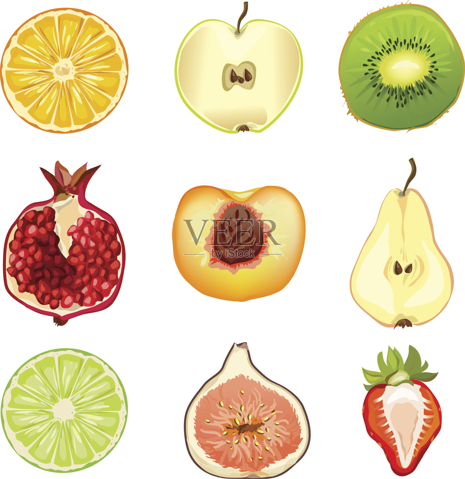 水果，浆果，一半，孤立设计元素图片