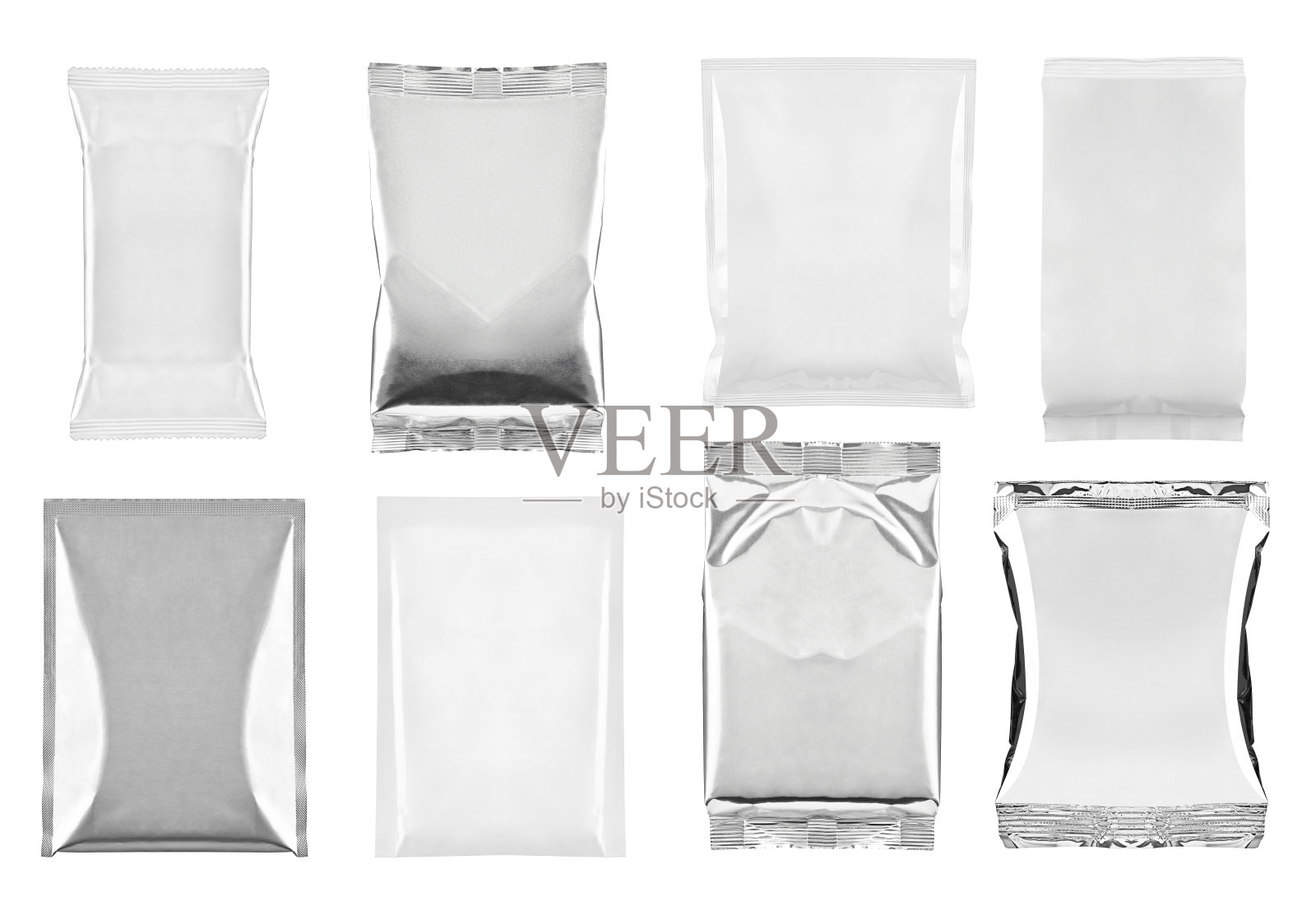 铝制白袋包装食品模板照片摄影图片