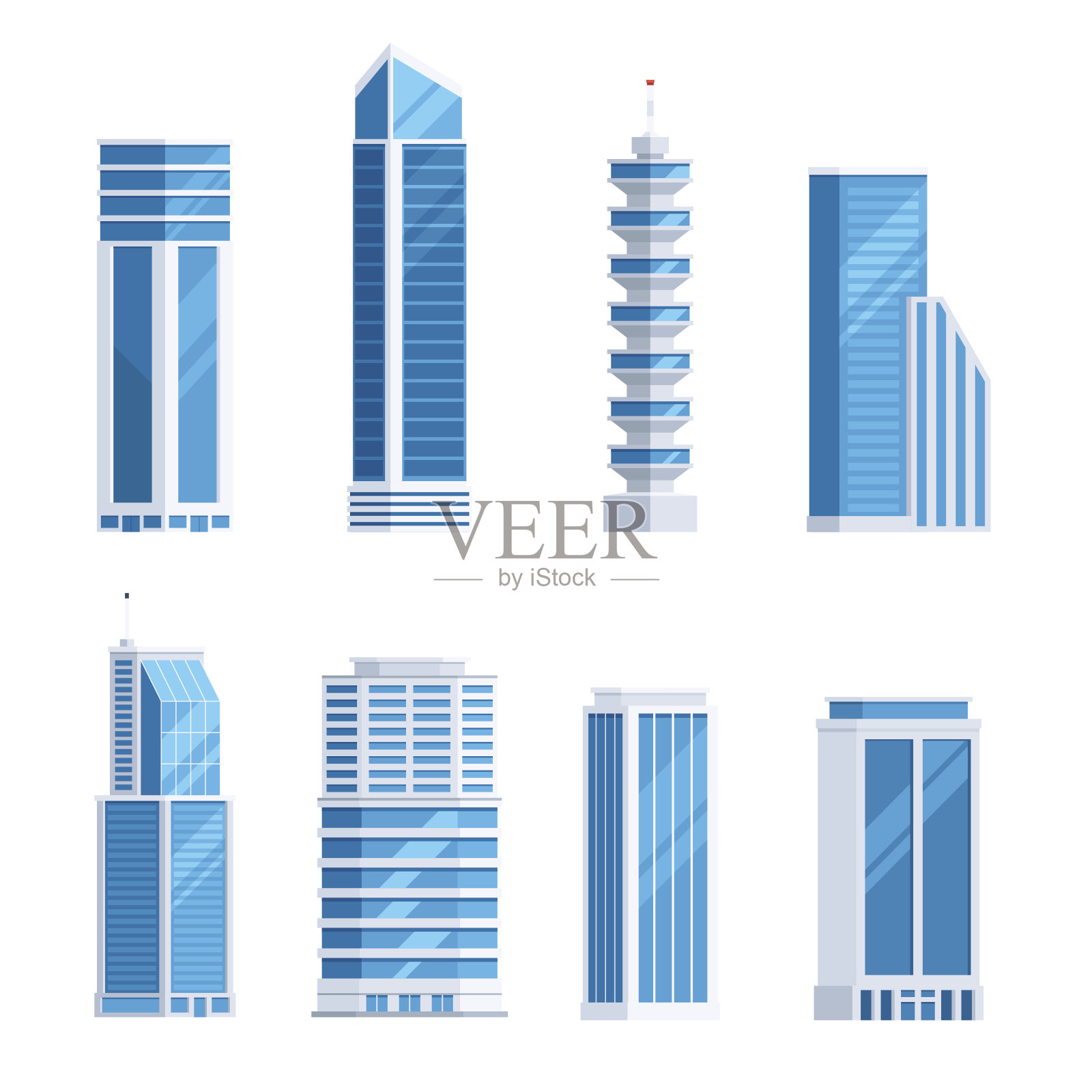 设置摩天大楼的建筑插画图片素材