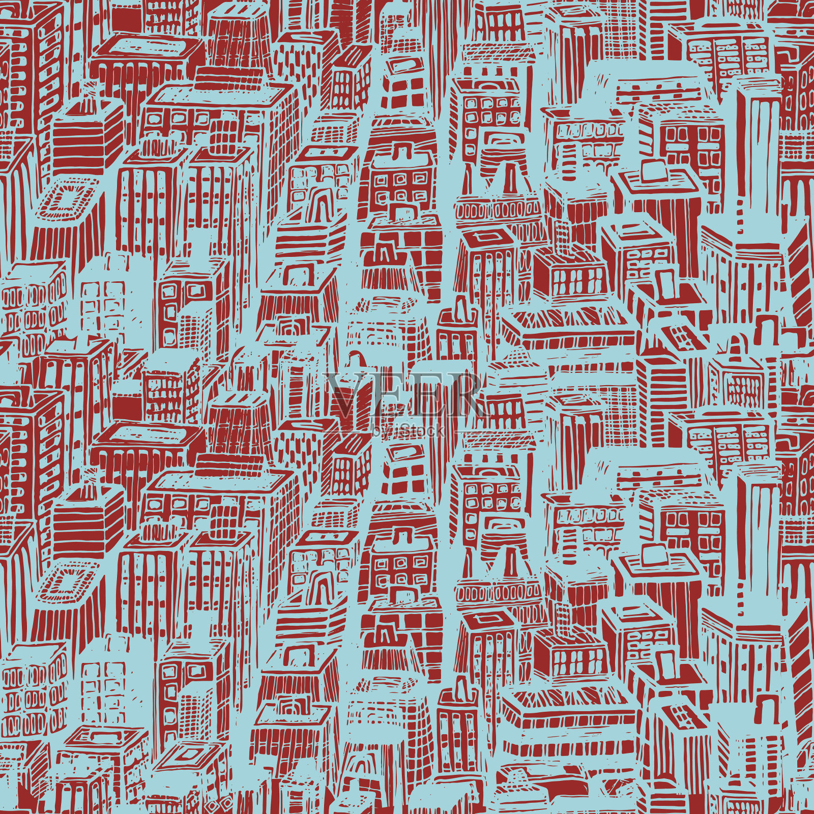 手绘无缝模式与大城市纽约插画图片素材