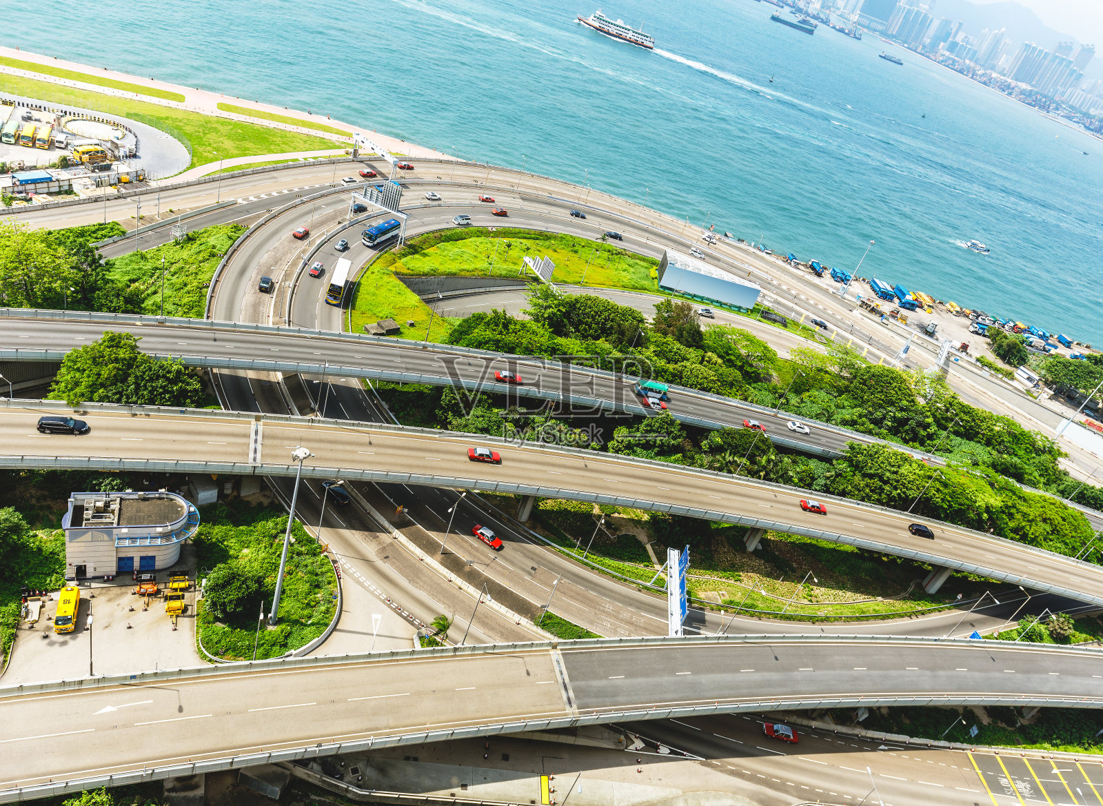 香港公路交汇处风景鸟瞰图照片摄影图片