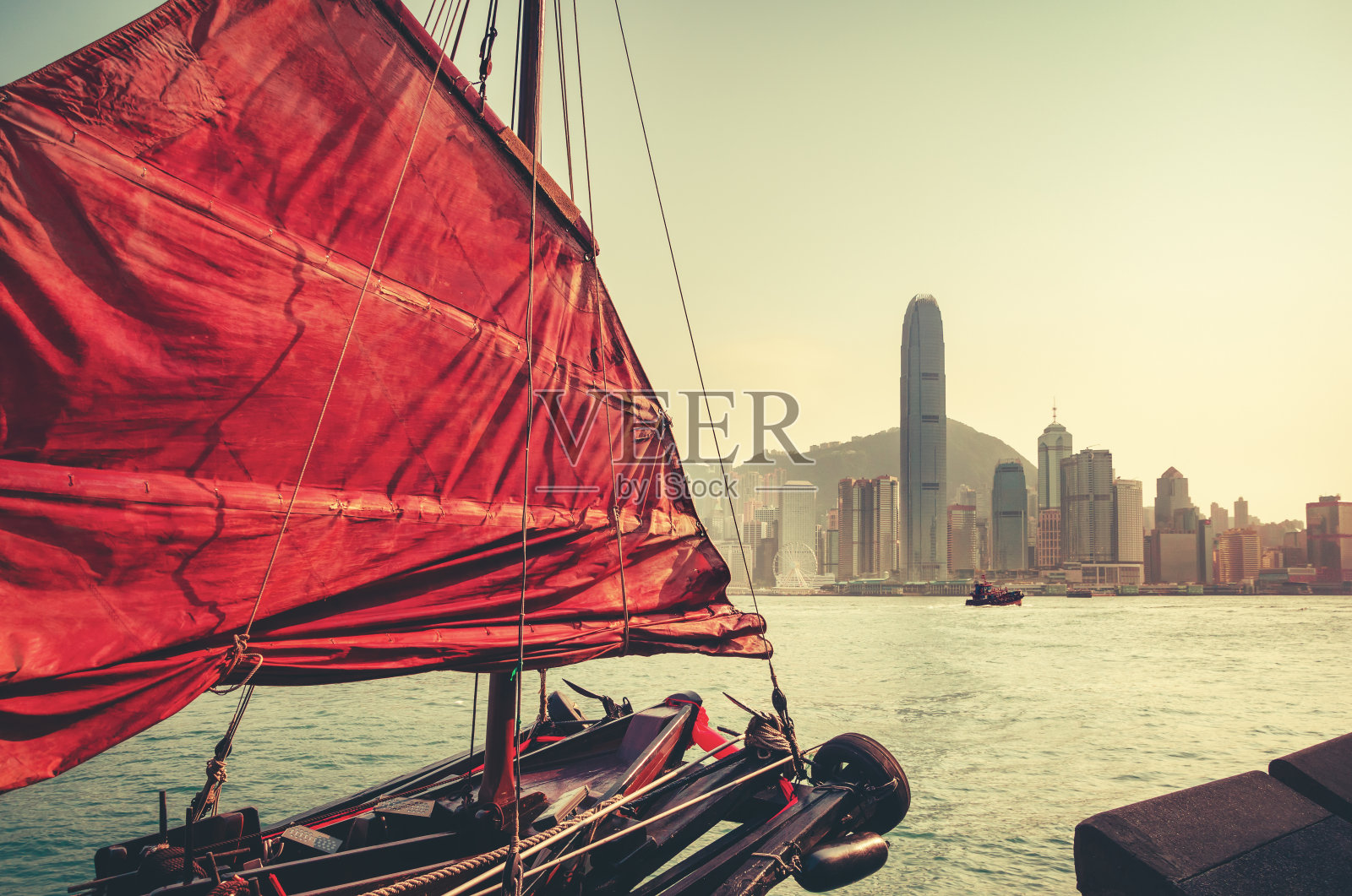 香港维多利亚港美丽的天际线照片摄影图片